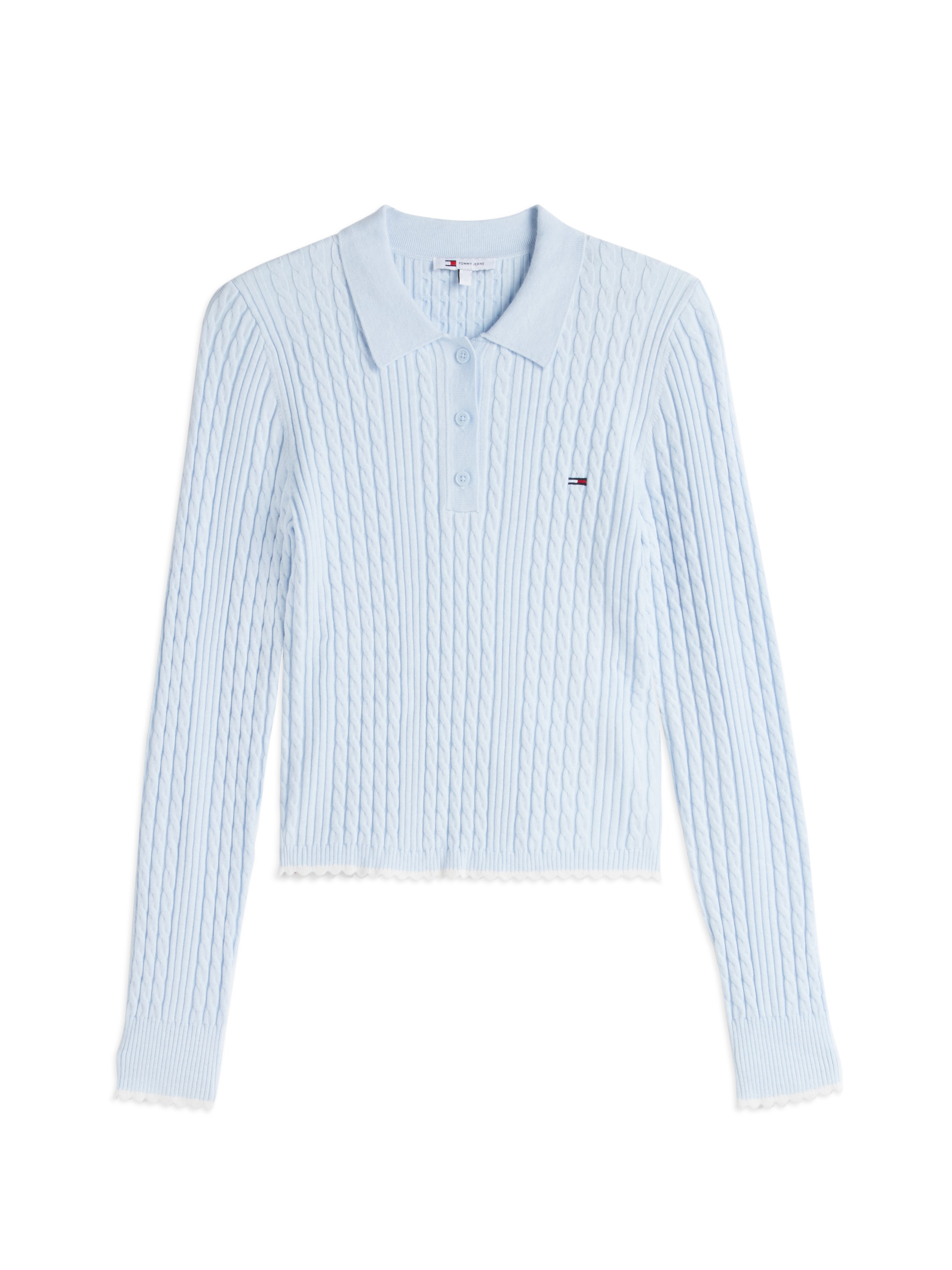 Tommy Jeans Polokragenpullover »TJW MICRO CABLE POLO SWEATER EXT« Viskosemischung, mit Zopfmuster
