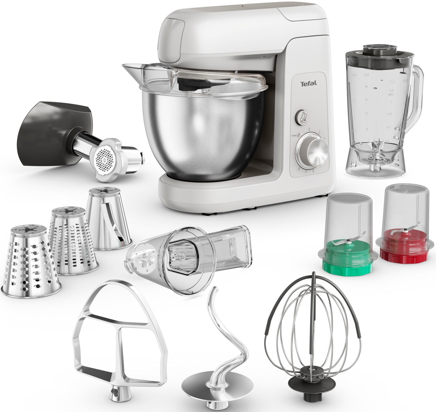 TEFAL Küchenmaschine "QB525B Bake Partner", B:37,2cm H:57,2cm T:39,6cm, weiß, Küchenmaschinen, langlebiges Metallgetriebe, planetarisches Rührsystem