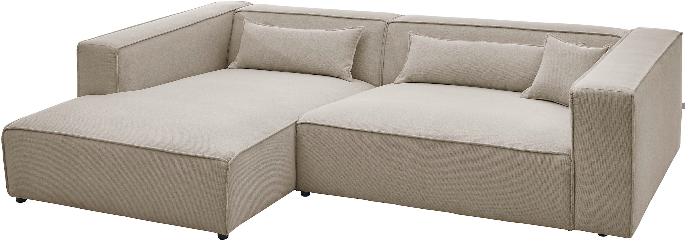 LeGer Home by Lena Gercke Ecksofa »PIARA XXL, Big-Sofa in Cord oder Leinenoptik, L-Form, mit Kedernaht«, wahlweise Ottomane rechts/links, schwarze Füße, extra tiefe Sitzfläche