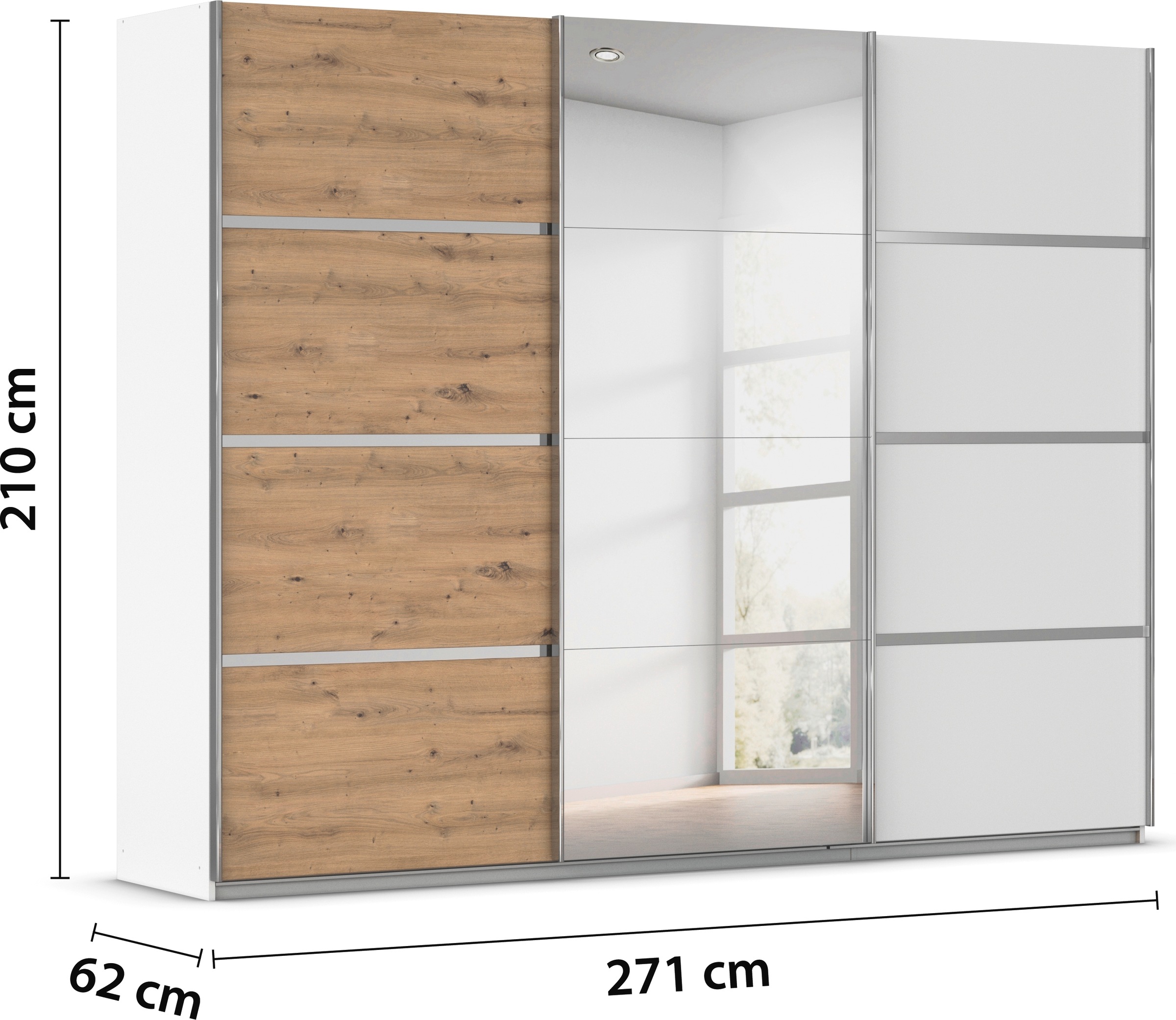rauch Kleiderschrank »Schwebetürenschrank Garderobe Schrank TOP ANGEBOT Avola«, (in 3 verschiedenen Ausstattungen BASIC/CLASSIC/PREMIUM inkl. Spiegel), mit eleganten Zierleisten in Chrom, Schwarz oder Weiß MADE IN GERMANY
