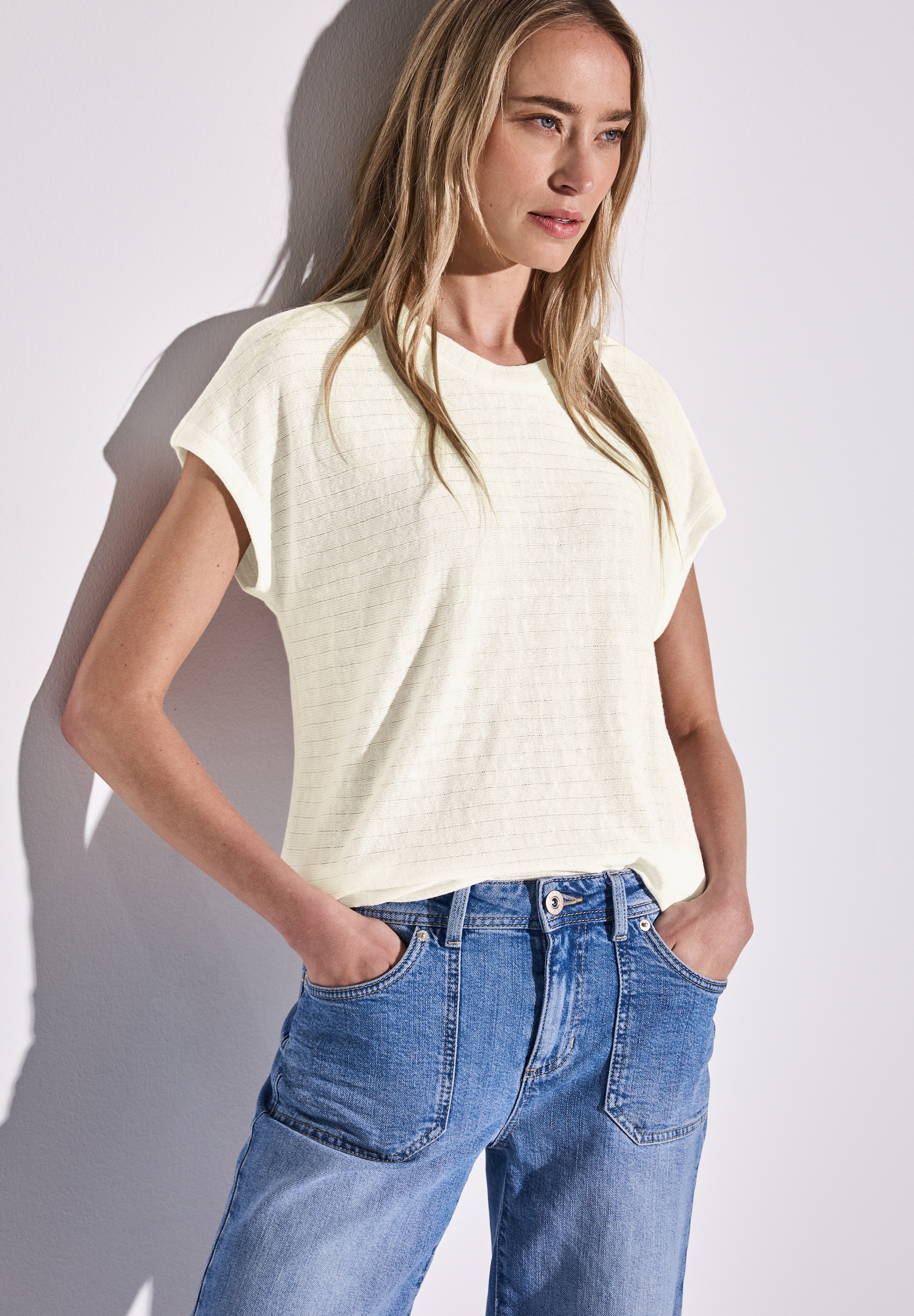 STREET ONE T-Shirt aus softem Materialmix günstig online kaufen