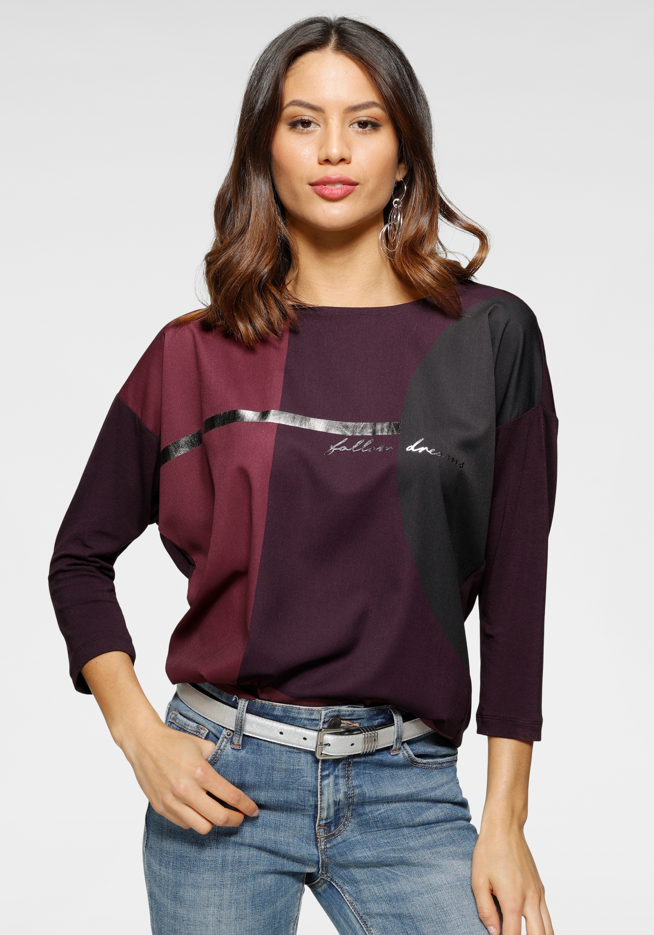 Laura Scott Hemdbluse, im Materialmix mit Folienprint - NEUE FARBEN günstig online kaufen