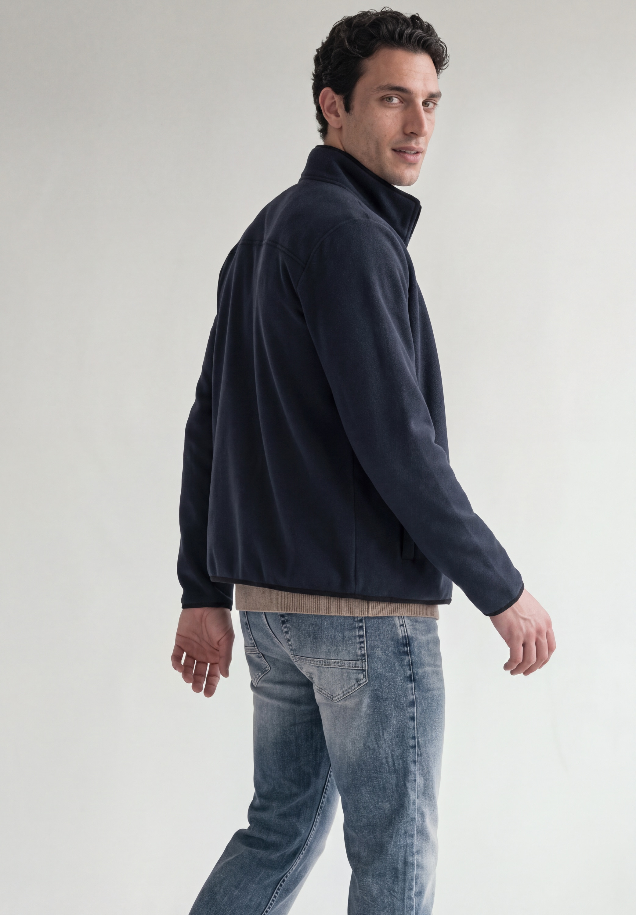 STREET ONE MEN Fleecejacke ohne Kapuze mit Brusttasche