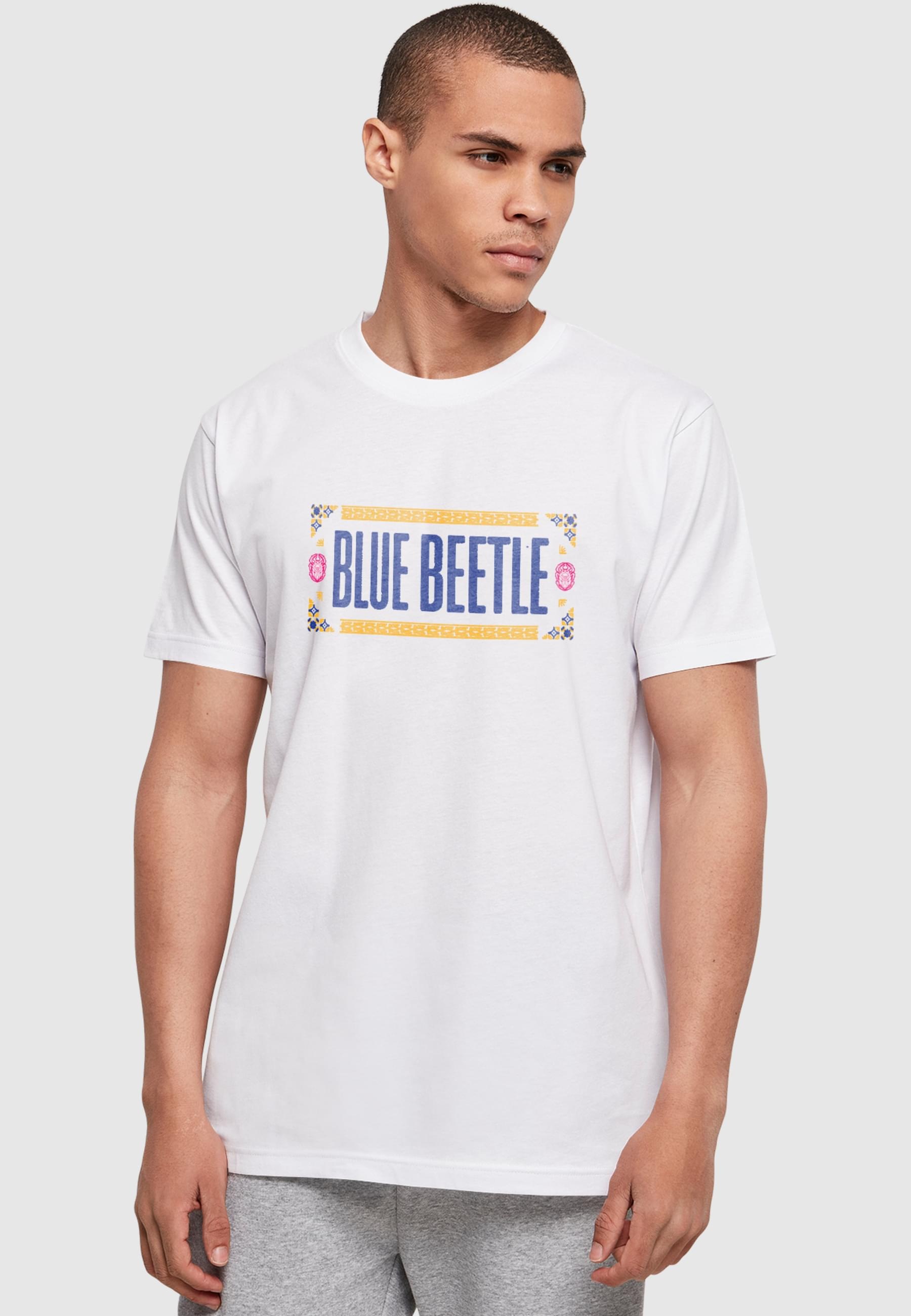 ABSOLUTE CULT T-Shirt »ABSOLUTE CULT Herren Blue Beetle - Logo Pattern Basic T-Shirt«, (1 tlg.)
