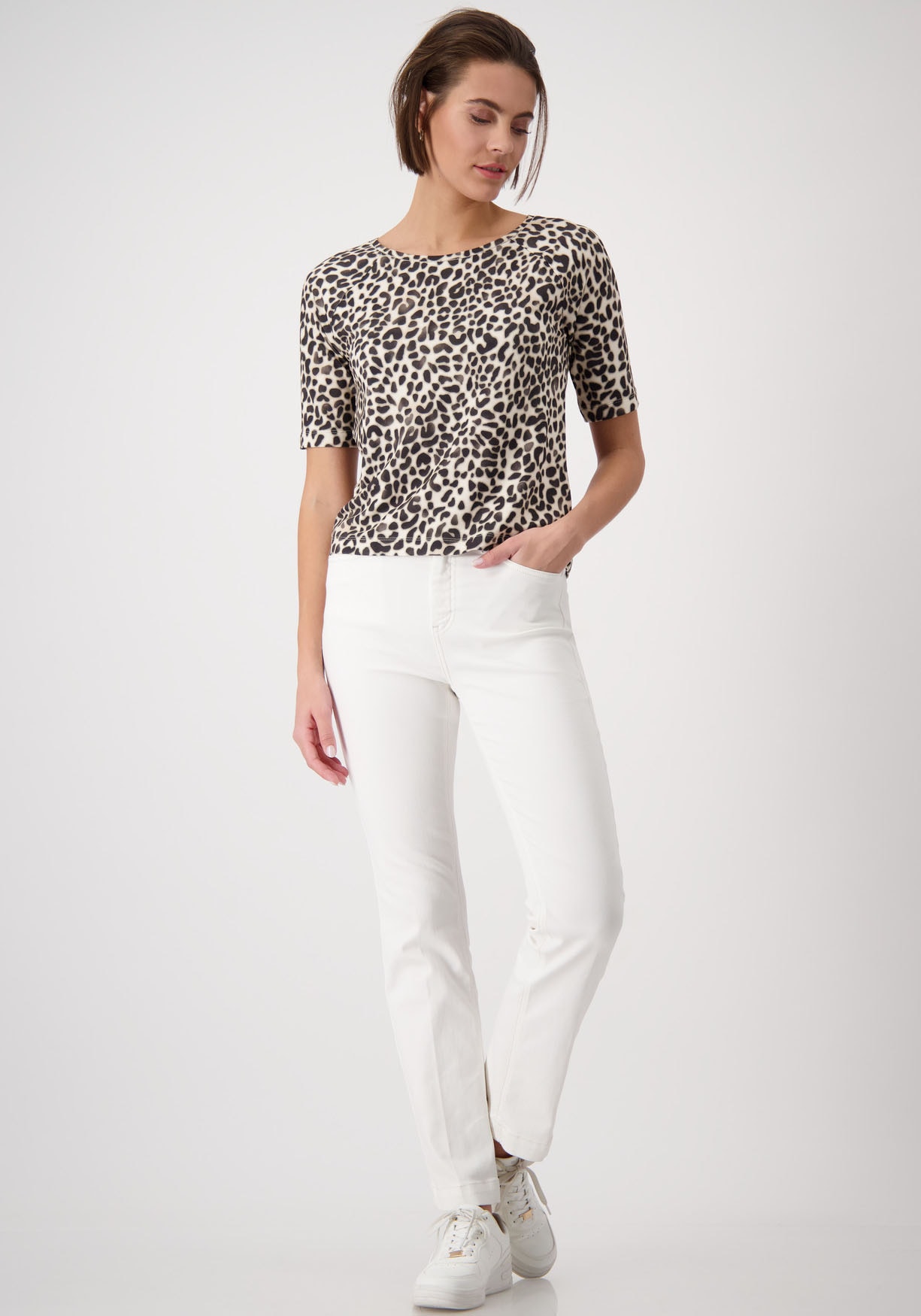Monari Rundhalsshirt, mit allover Animalprint