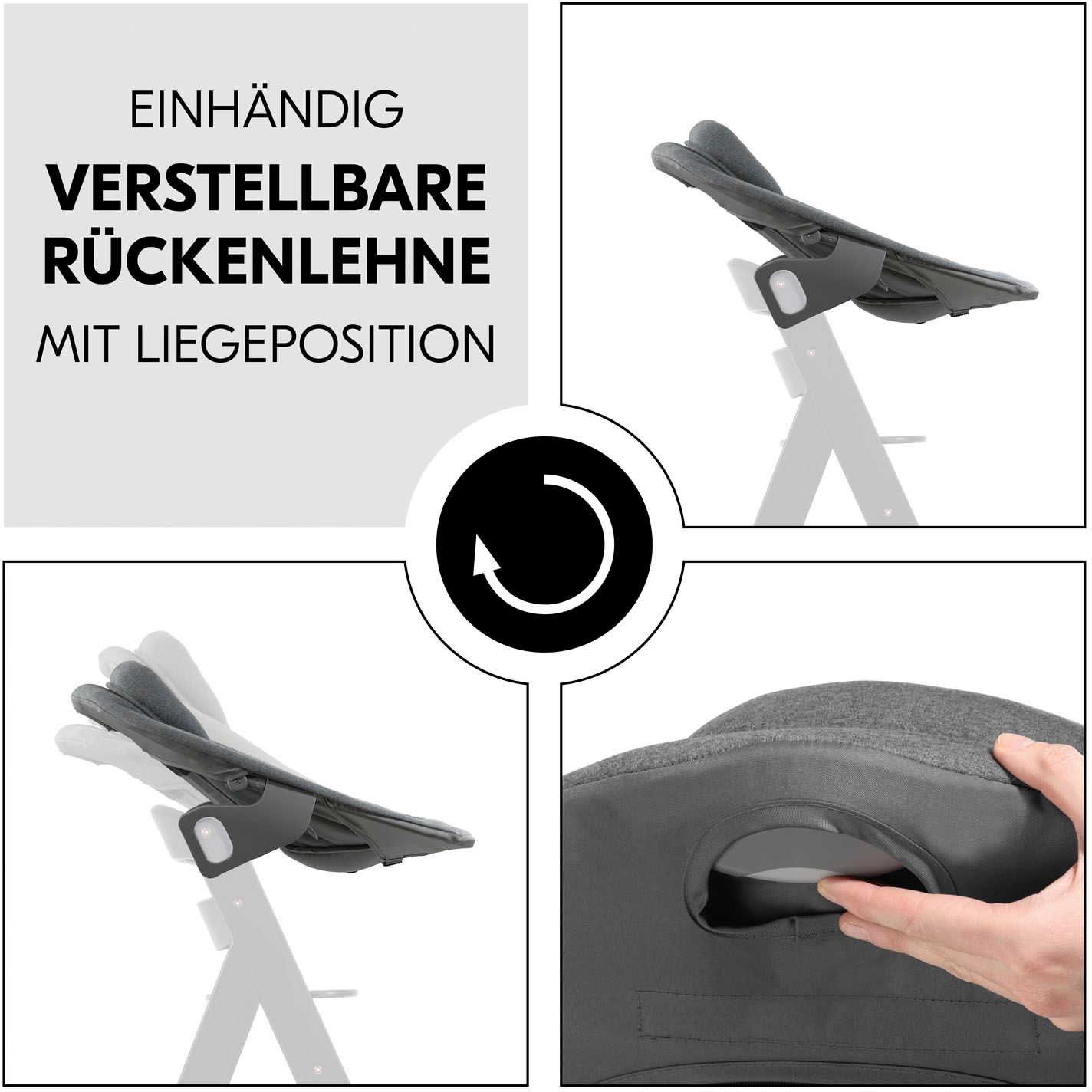 Hauck Babywippe »Alpha Bouncer Premium, Dark Grey«, bis 9 kg, für Neugeborene mit Wippgestell, für Hochstuhl Alpha+ und Beta+