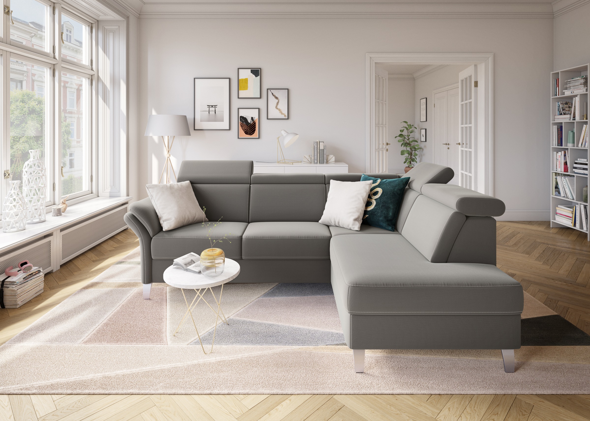 sit&more Ecksofa »Vincenzo L-Form« inklusive Kopfteilverstellung, wahlweise mit Bettfunktion, Bettkasten