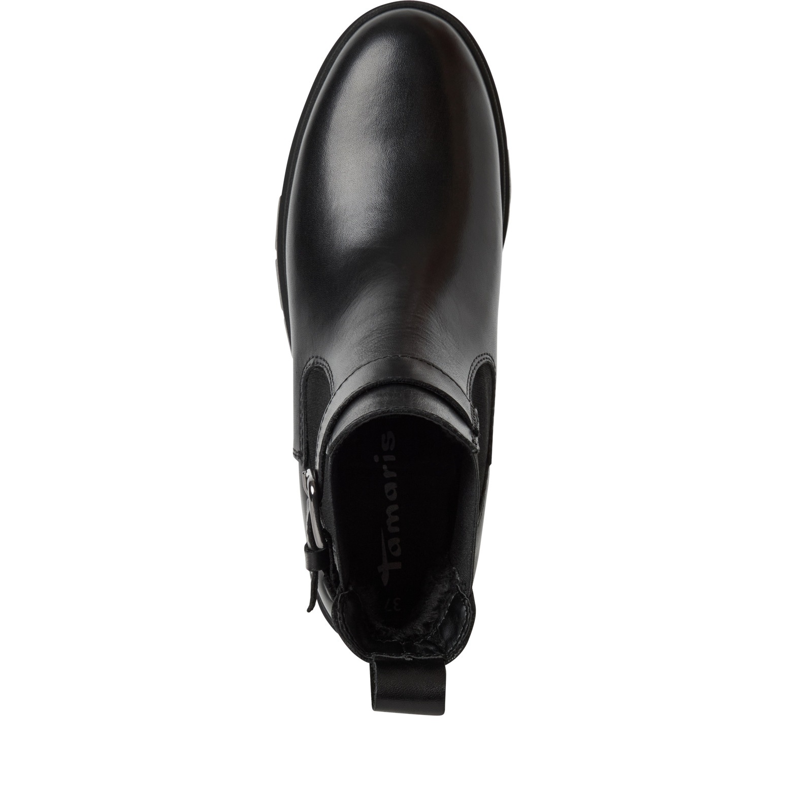 Tamaris Chelseaboots, Blockabsatz, Stiefelette, Schlupfboots mit Ziernschnalle