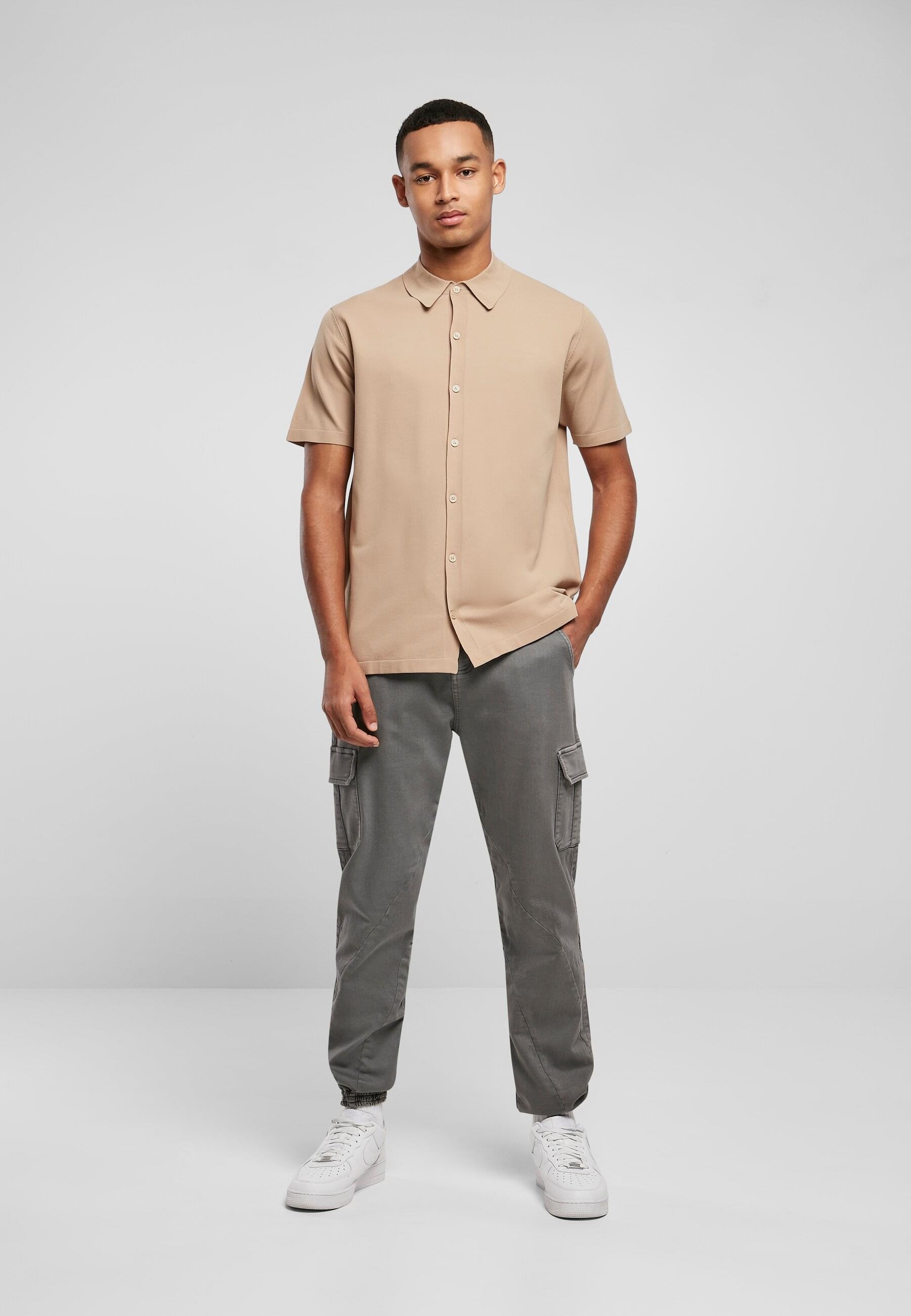 URBAN CLASSICS Langarmhemd »Urban Classics Herren Knitted Shirt«, (1 tlg.)