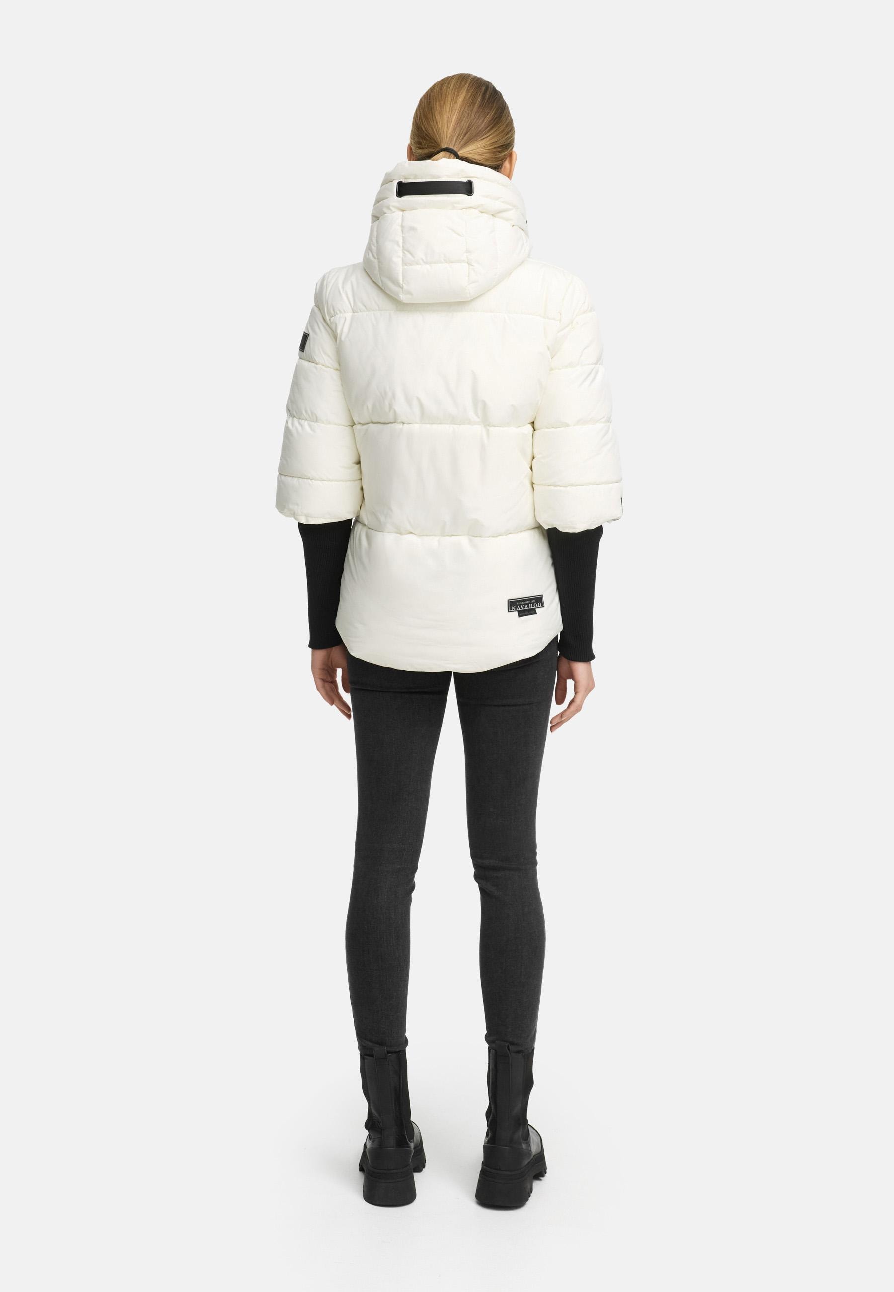 Navahoo Steppjacke »Lotusherz XIV«, mit Kapuze, Warme gesteppte Winterjacke mit Rippstrickärmeln