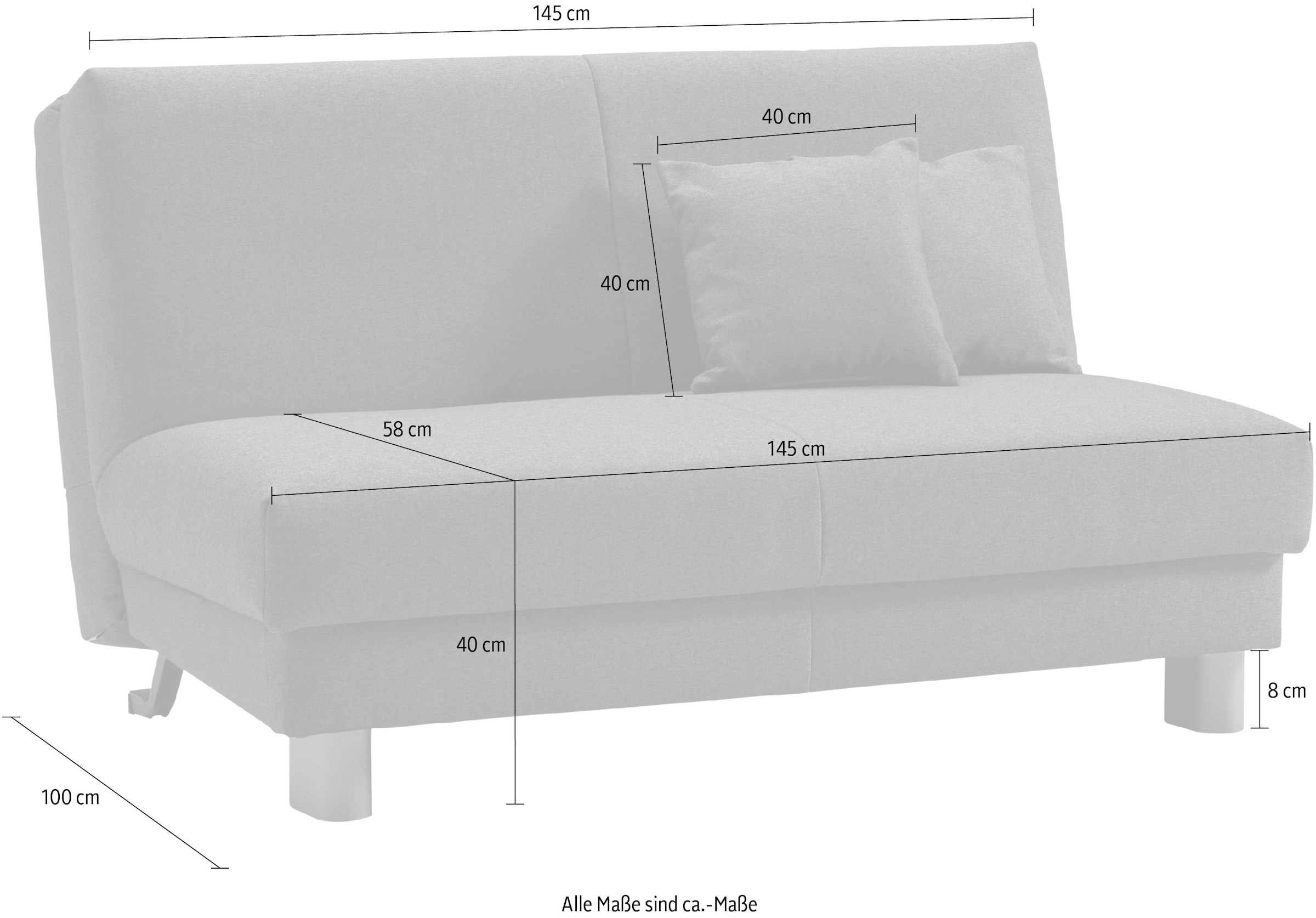 ell + ell Schlafsofa »Enny«, Liegefläche Breite 120 oder 140 cm, Liegehöhe 45 cm, Füße schwarz