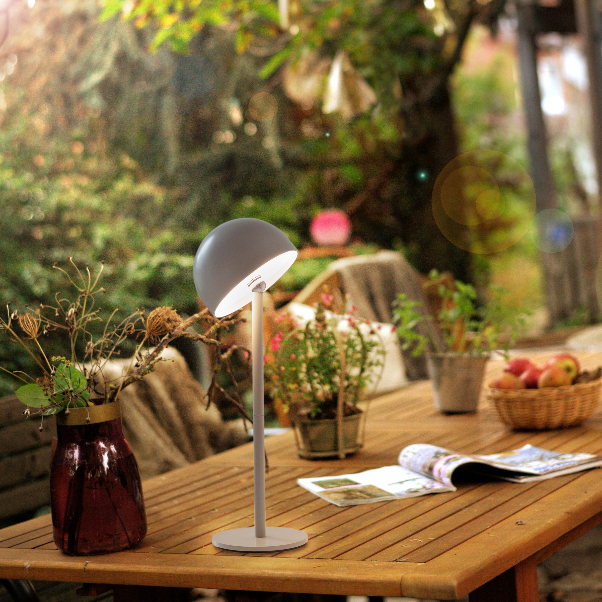 OTTO home Tischleuchte »Akku Tischlampe GERRIN Indoor Outdoor, magnetischer Flaschenaufsatz« LED-Board Warmweiß Pilzlampe Flaschenaufsatz, Regulierung der Lichtstärke, Pilz, Lampe
