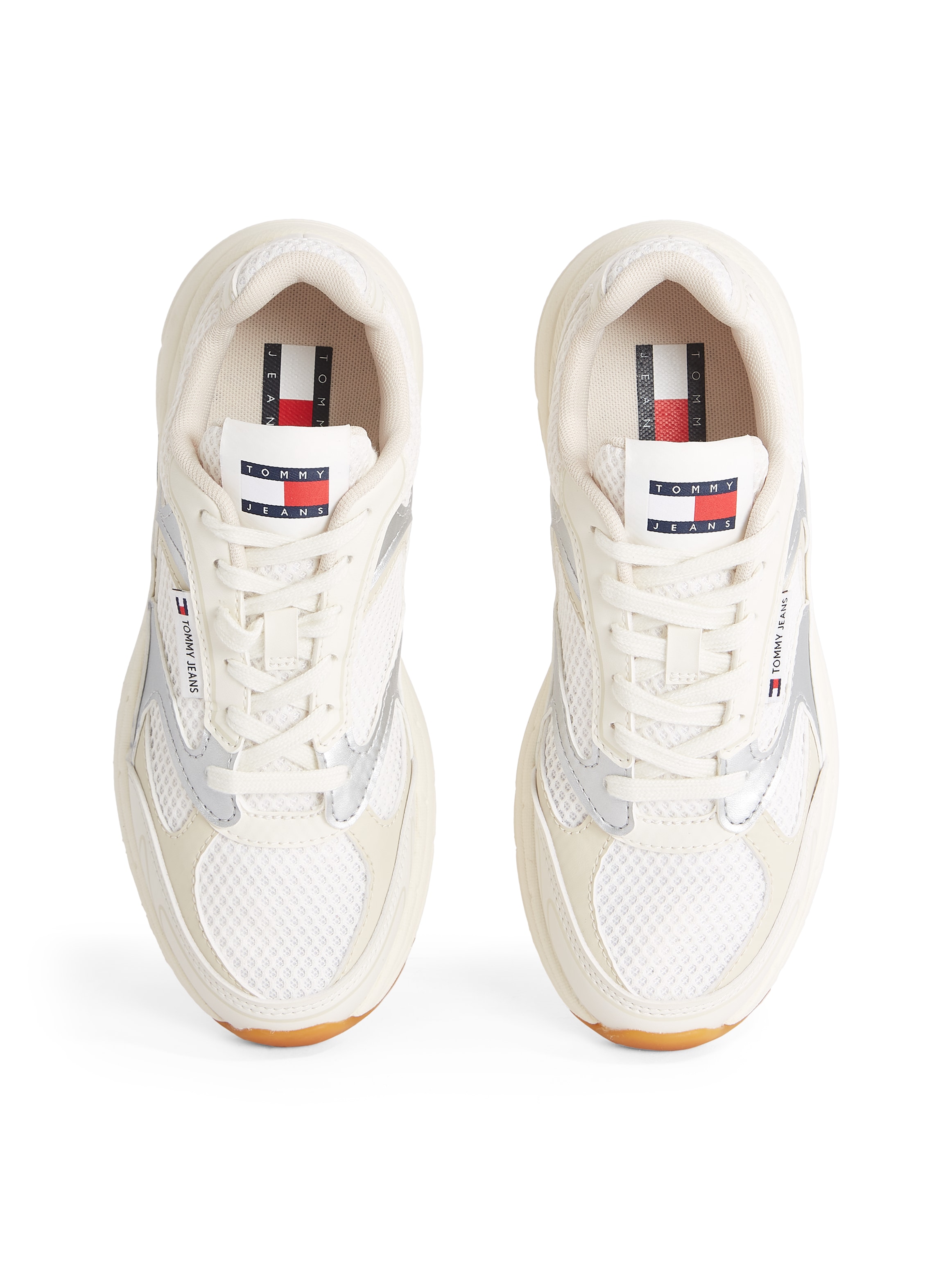 Tommy Jeans Keilsneaker »THE CONEY METALLIC«, Freizeitschuh, Schnürschuh, Halbschuh, Ugly-Sneaker, Logo-Aufnäher