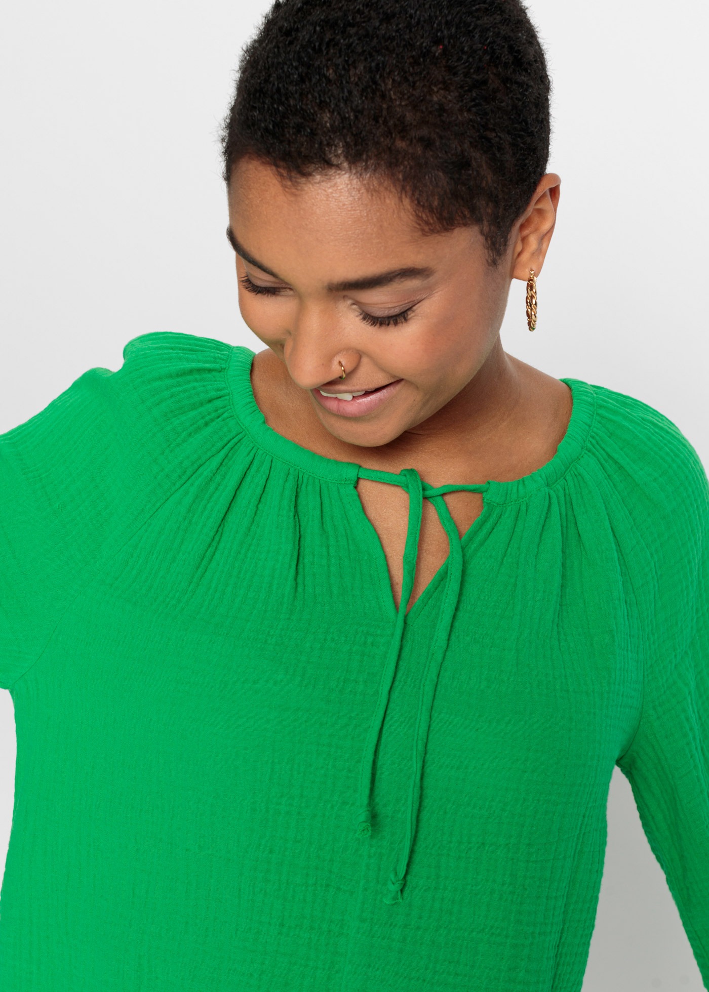 bonprix Langarmbluse »Musselin-Bluse aus Baumwolle« Musselin-Bluse aus Baumwolle