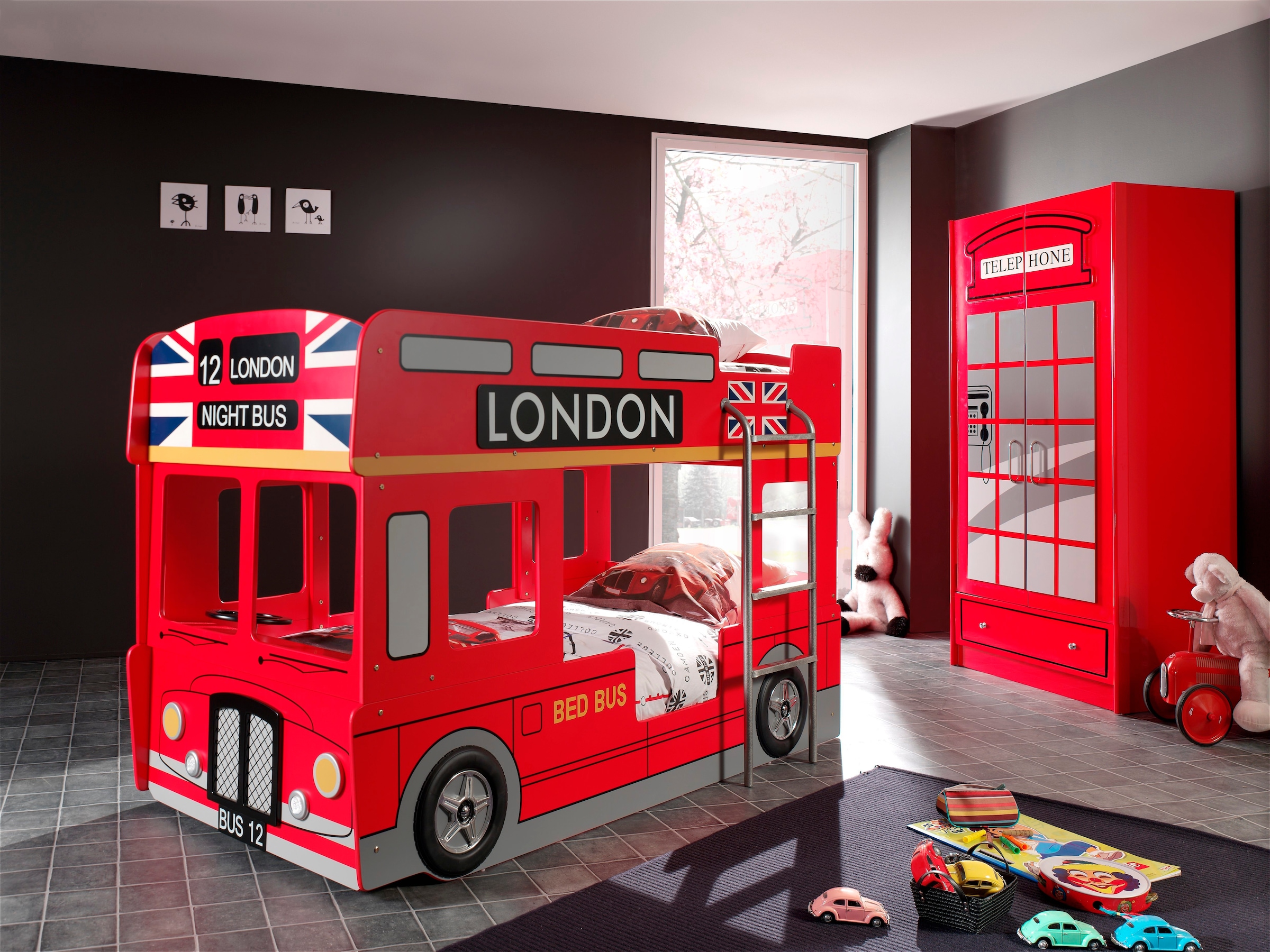 Vipack Kleiderschrank »London, Kinderkleiderschrank«, Schrank im Look einer Londoner Telefonzelle mit Schublade