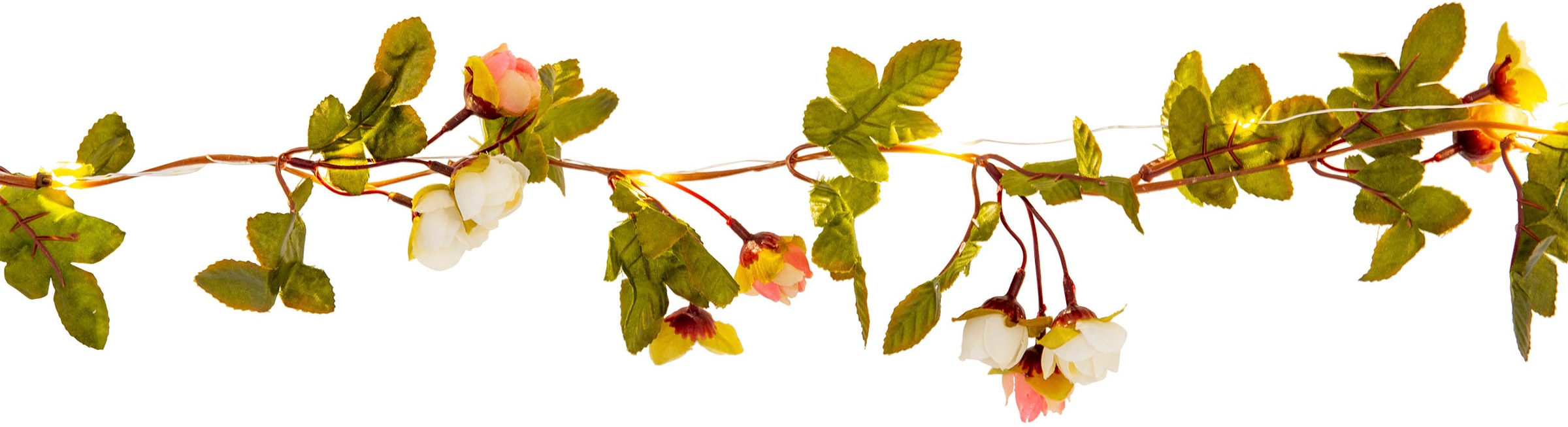 NÄVE LED-Lichterkette "Röschen", bunt, Dioden 40 Stk., Kabellänge 5m x Gesamtlänge 4,2m, Lichterketten, weiße und rosa Rosenblüten, warmweiße LED, Länge 420cm, Zuleitung 5m 3