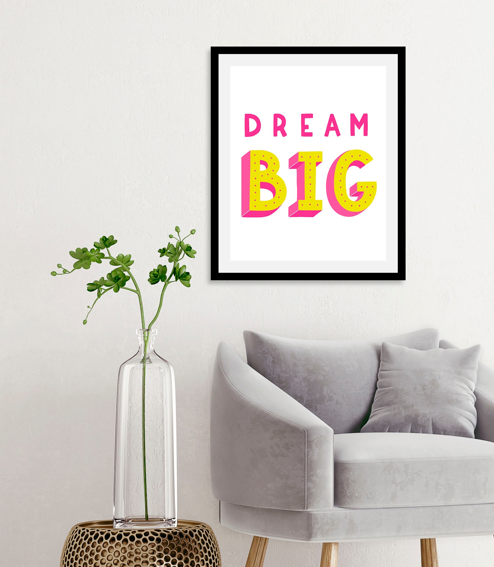 queence Bild "Dream Big" Kunst  Motivationsbilder  Schriftzug  Schriftzüge günstig online kaufen