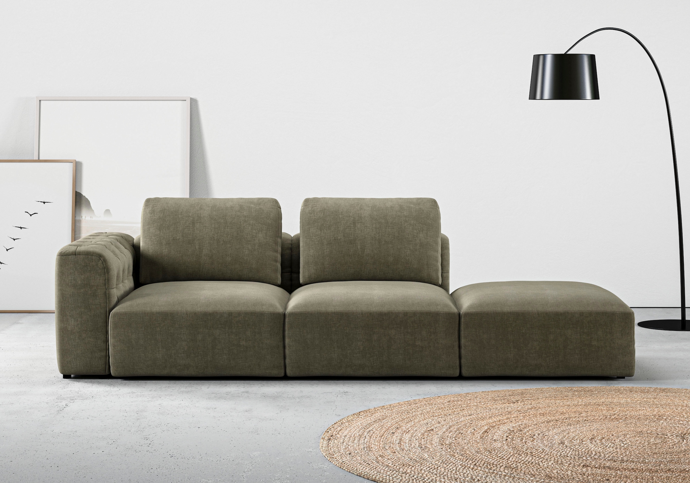 RAUM.ID Chaiselongue »Cushid«, Modul-Sofa, bestehend aus 2-Sitzer und Hocker