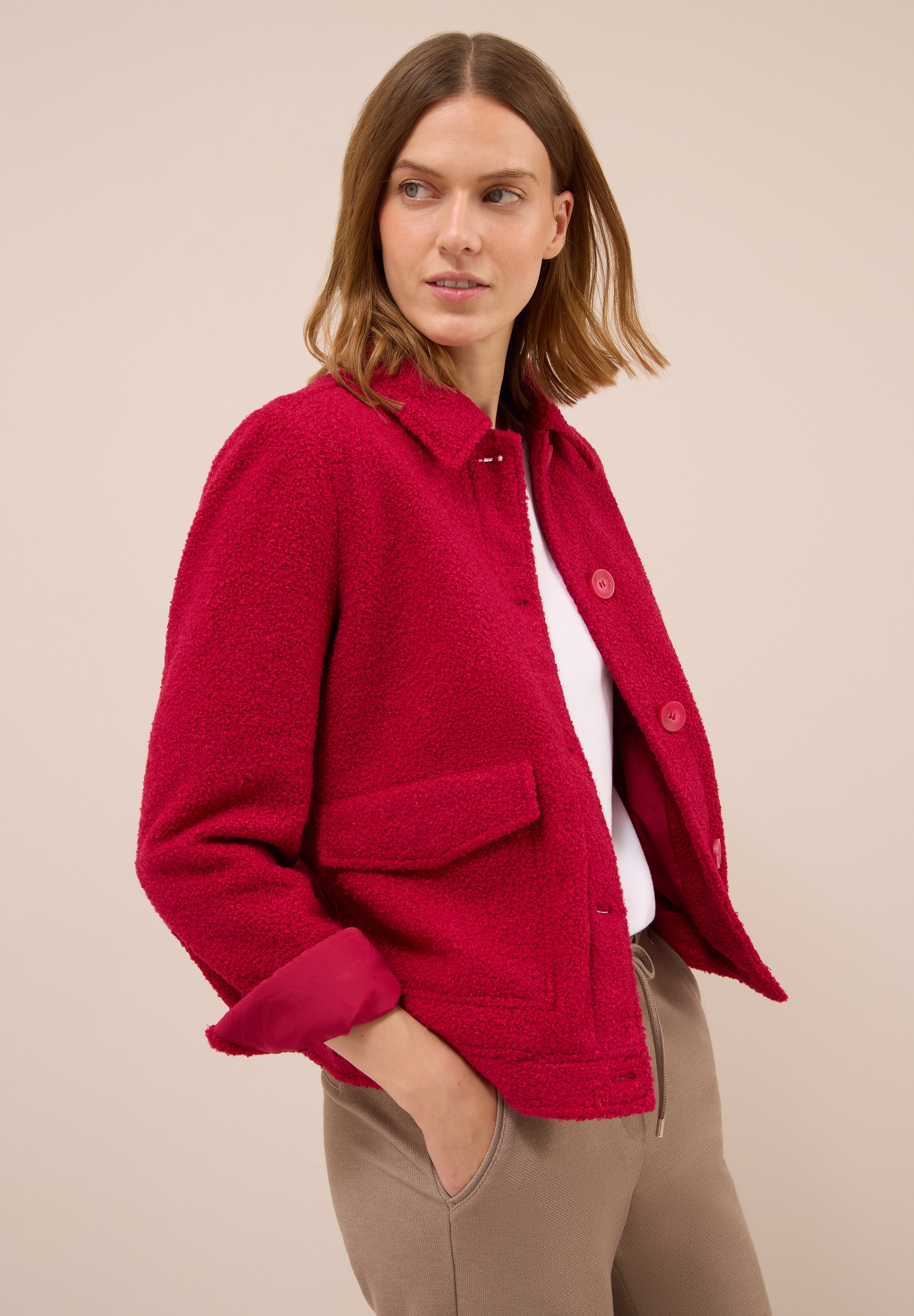 Cecil Fellimitatjacke ohne Kapuze mit Knopfleiste günstig online kaufen