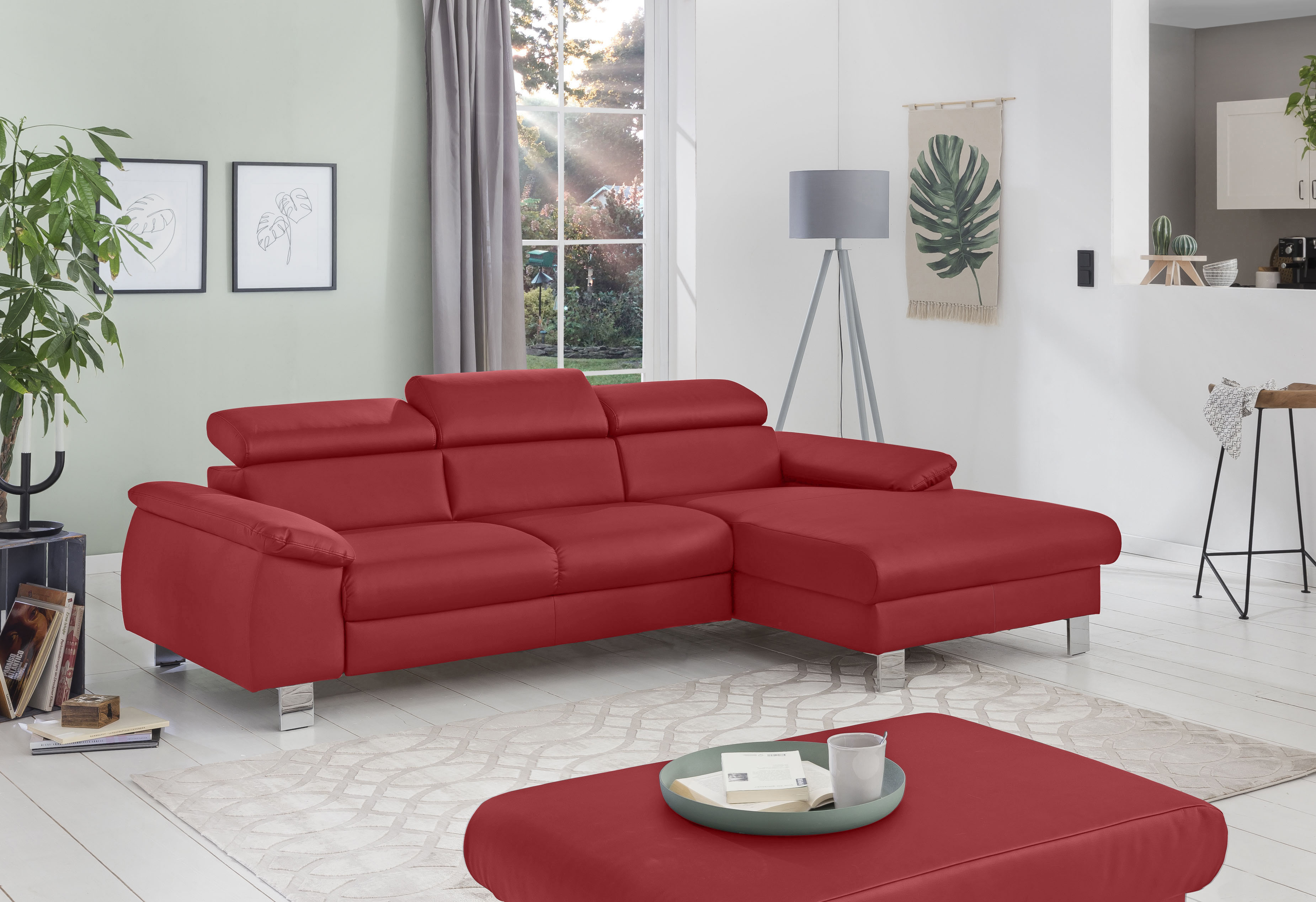 COTTA Ecksofa "Komaris L-Form, B: 244 cm" mit Kopfteilverstellung, optional Schlaffunktion, Bettkasten & Licht