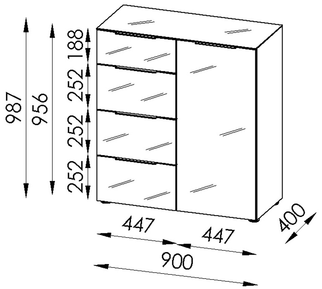 Manjana Möbel Kommode »mit Chrom oder Schwarz matten Metallgriffen«