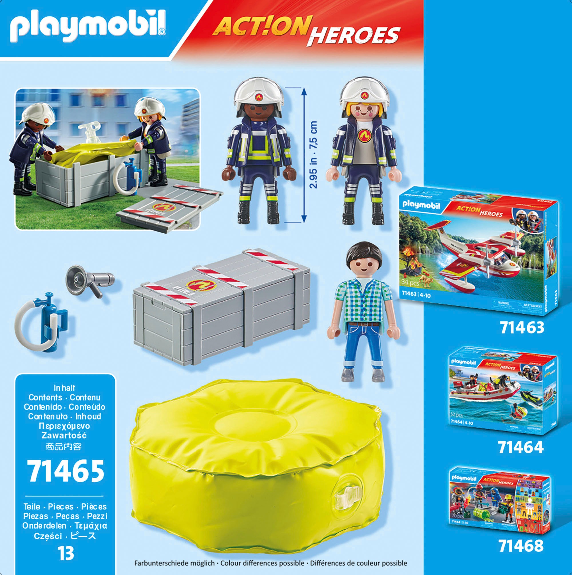 Playmobil® Konstruktions-Spielset »Feuerwehrleute mit Luftkissen (71465), Action Heroes«, (13 St.), Made in Europe