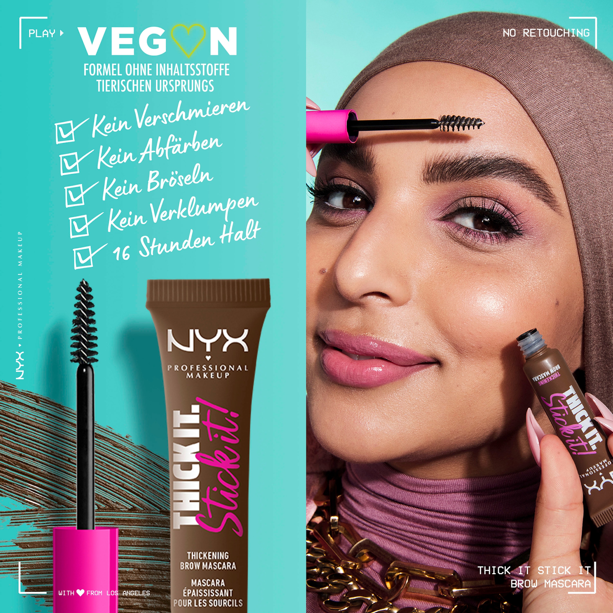 NYX Augenbrauen-Kosmetika »Professional Makeup Brow Mascara«, mit feiner Verdichtungstechnik