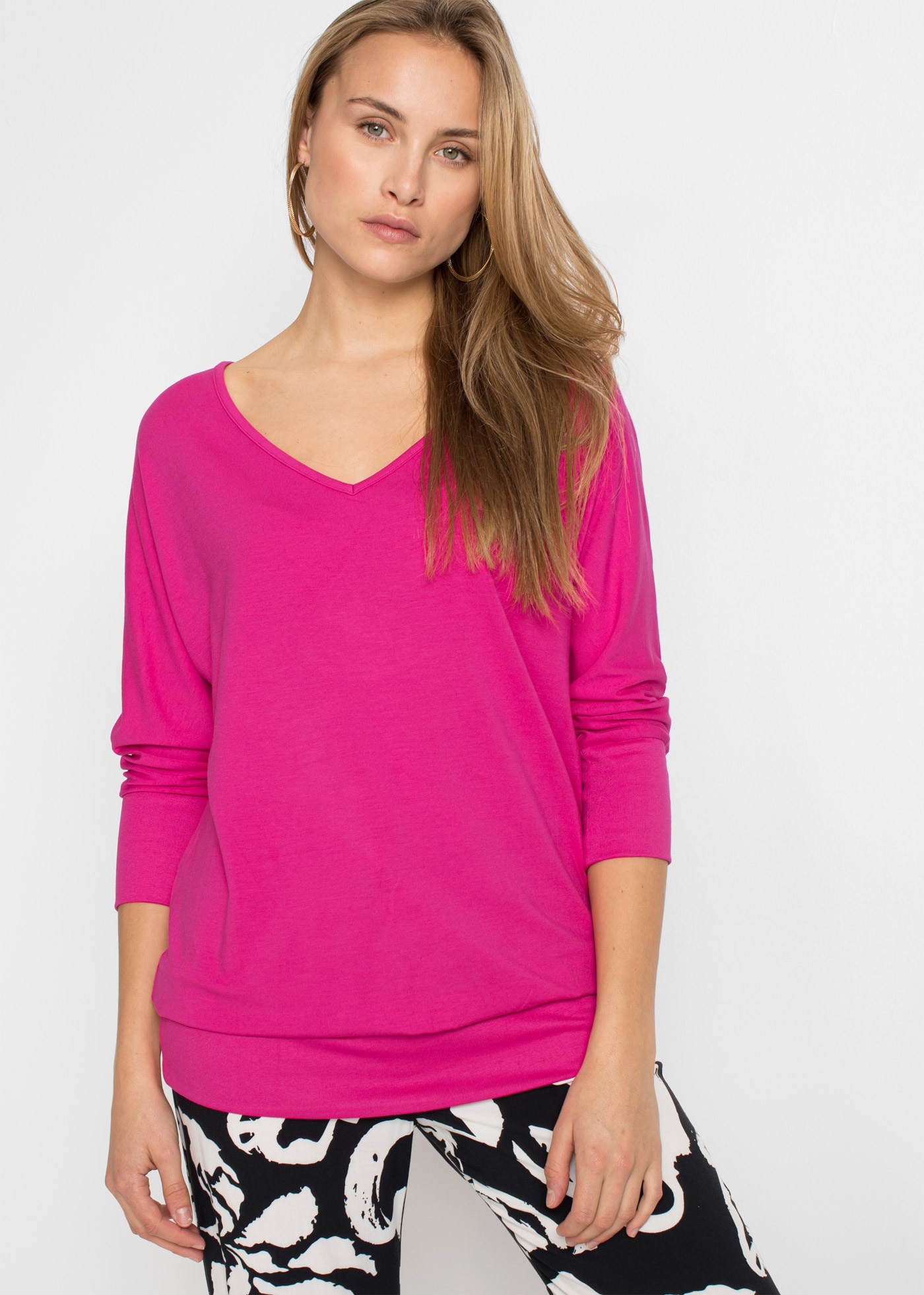 bonprix "Oversized-Shirt aus fließender Viskose" weite Passform, 3/4-Ärmel, weiter Ausschnitt, aus Viskose