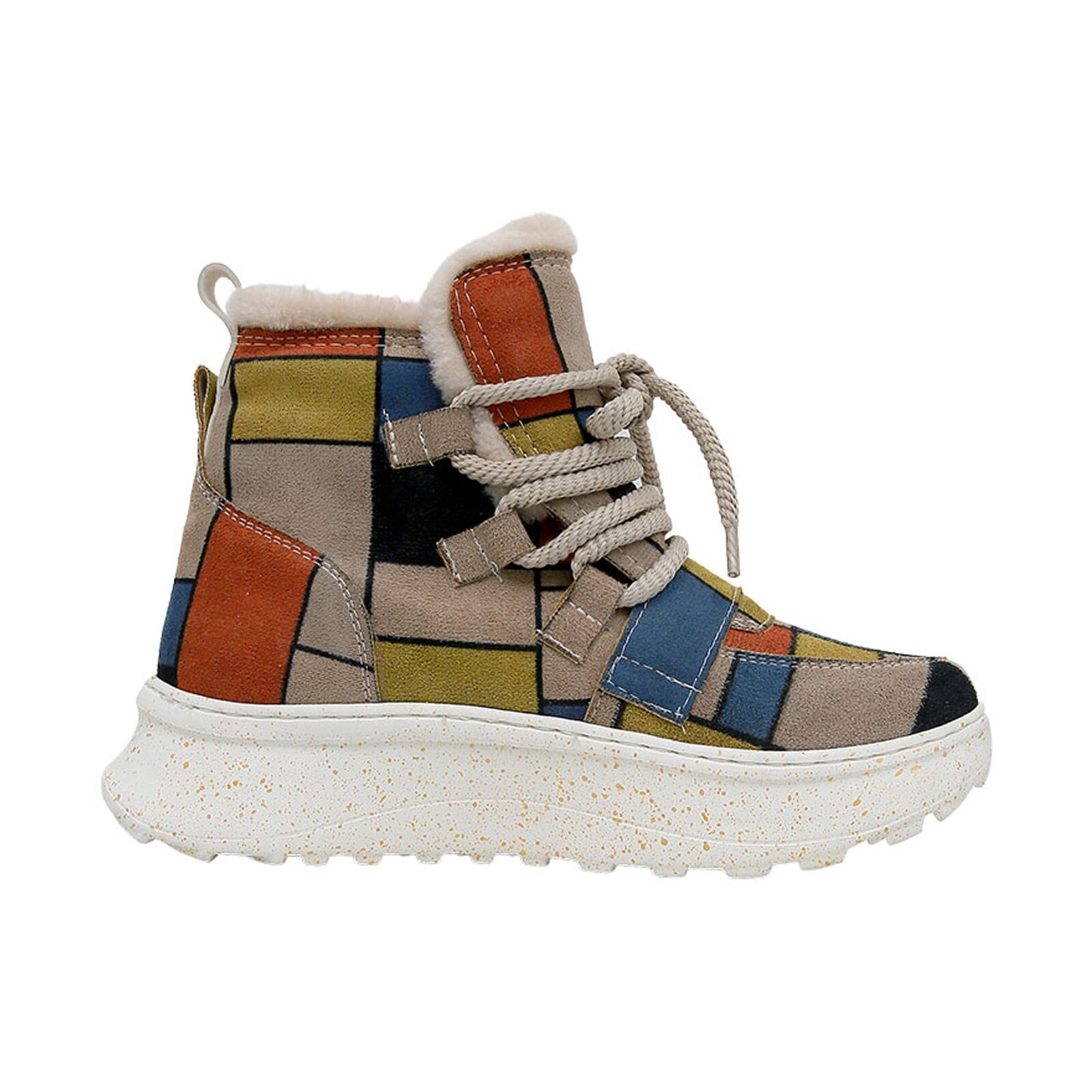 Thumbnail - DOGO Schnürstiefelette "Snowie High-Top Bootpiet-Mondrian Damen Stiefeletten" Handgefertigt
