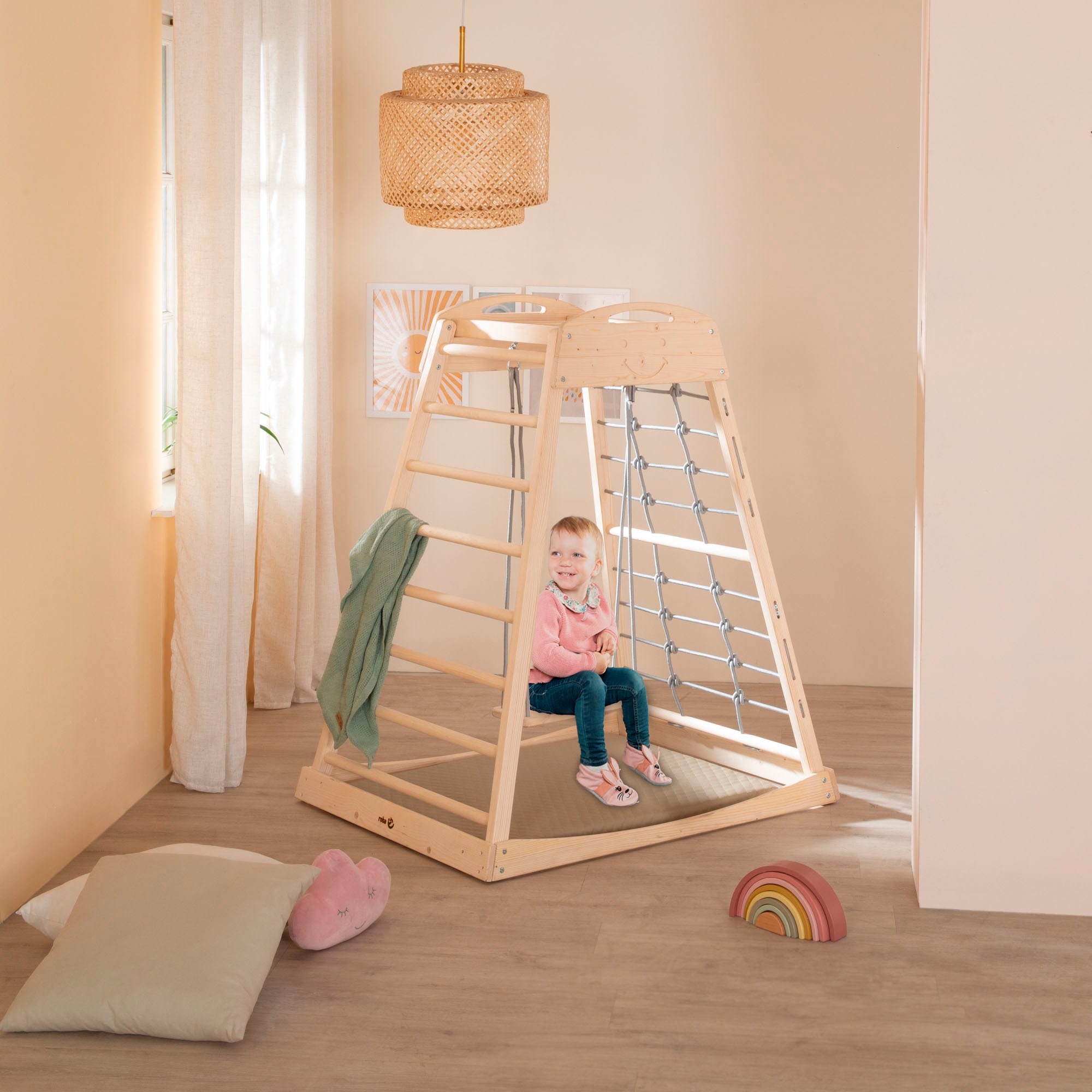 roba® Klettergerüst »Montessori Indoor Spielturm«, Belastbar bis 70 kg