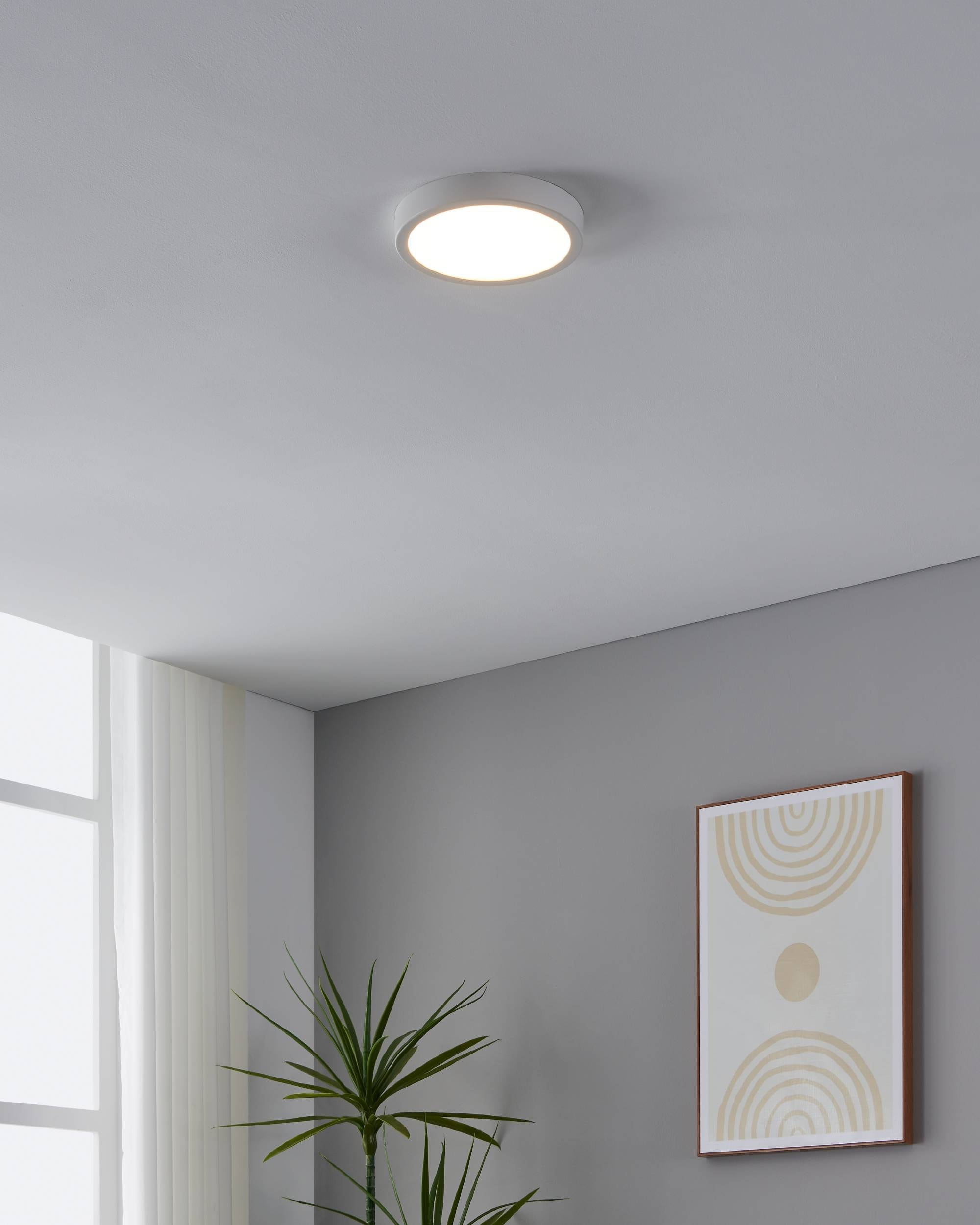 EGLO Aufbauleuchte »Fueva 5 Deckenlampe, Aufbaulampe, Kunststoff und Metall, Flurlampe« LED-Modul 1 Stk. Warmweiß Aufbauleuchte - H2,8 x Ø21 cm - weiß - 17W inkl.