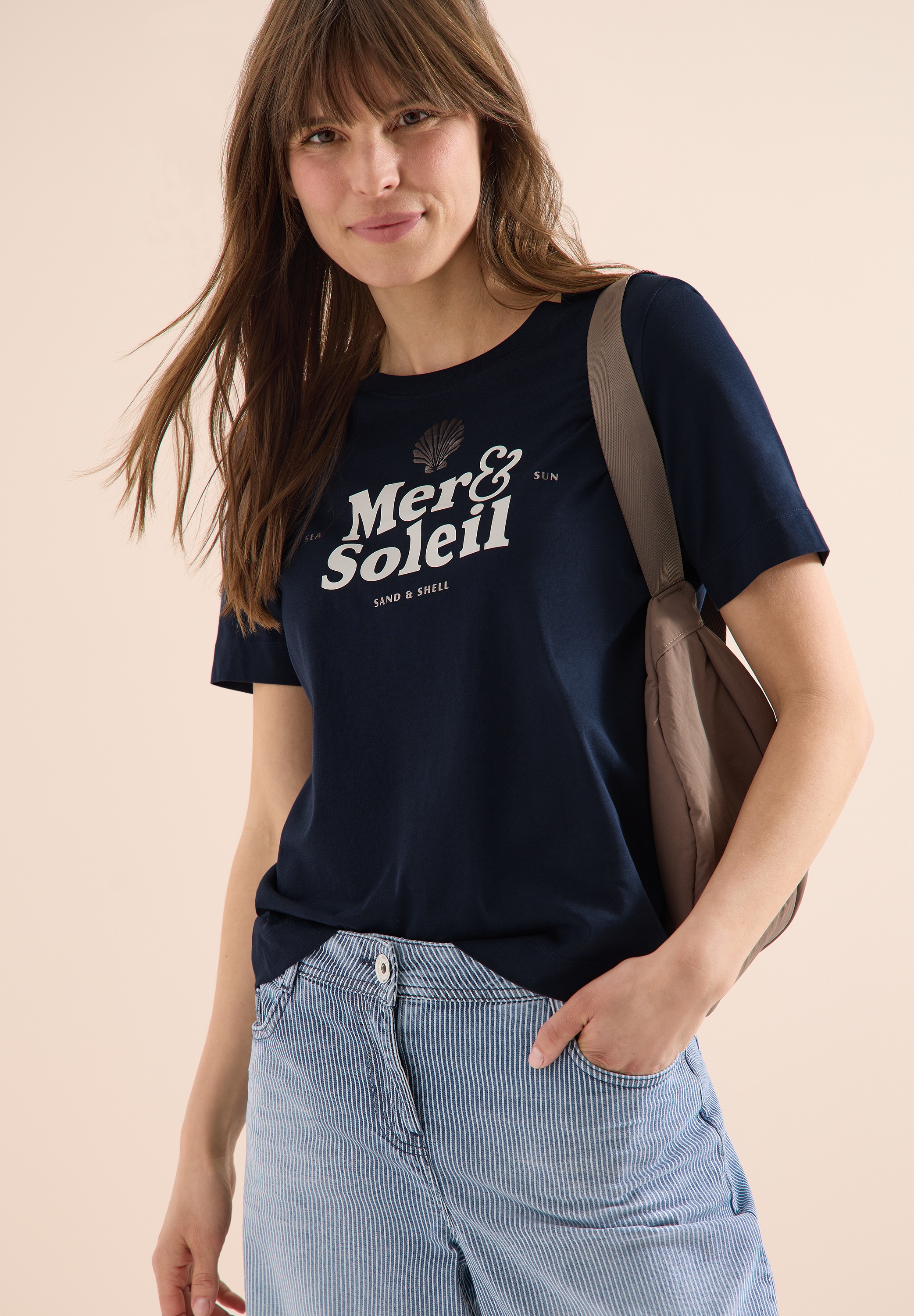 Cecil T-Shirt Sommershirt mit maritimem Wording-Print, Jerseyqualität