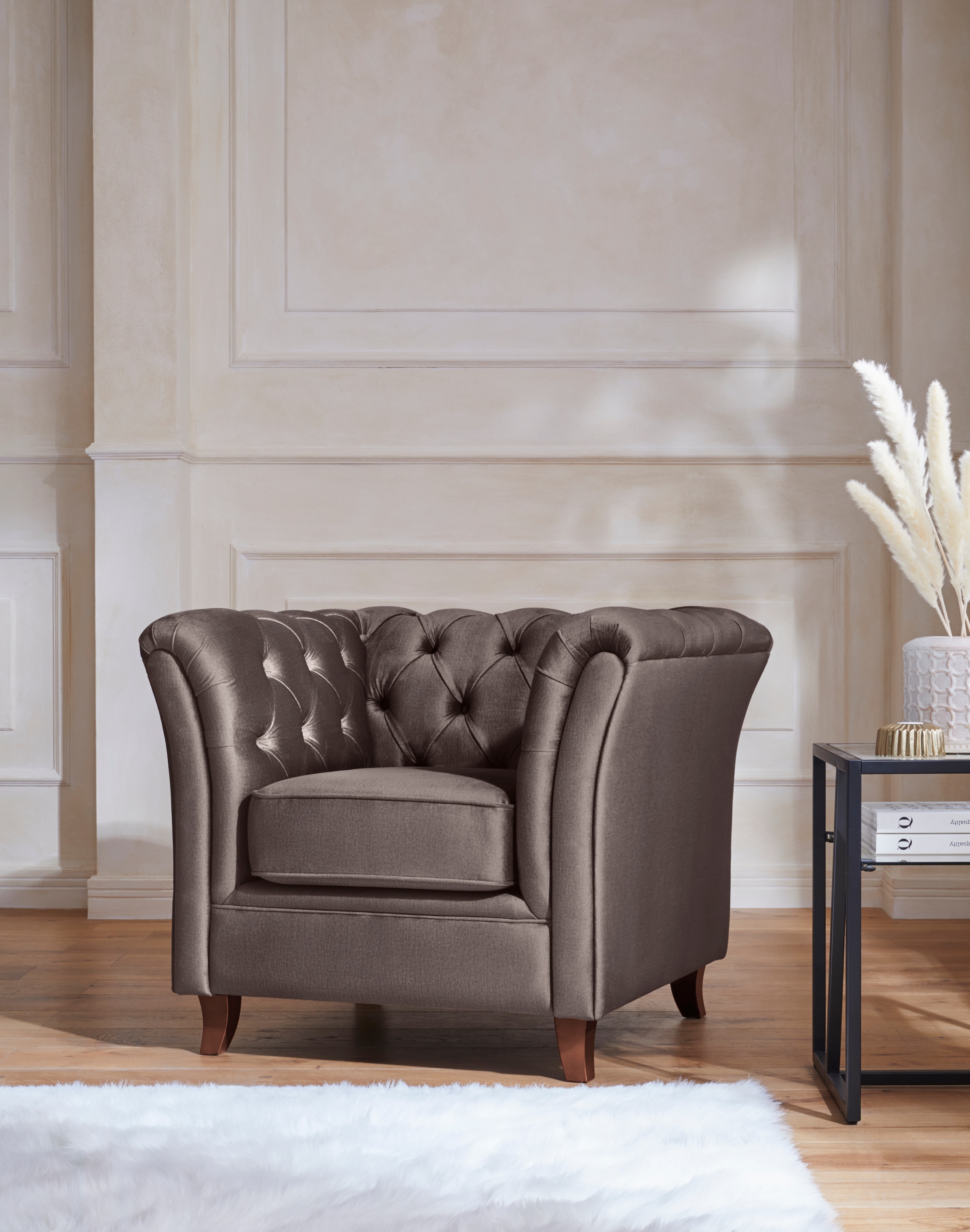 Home affaire Chesterfield-Sessel "Reims Cocktailsessel, Sessel", mit echter Chesterfield-Knopfheftung, hochwertige Verar