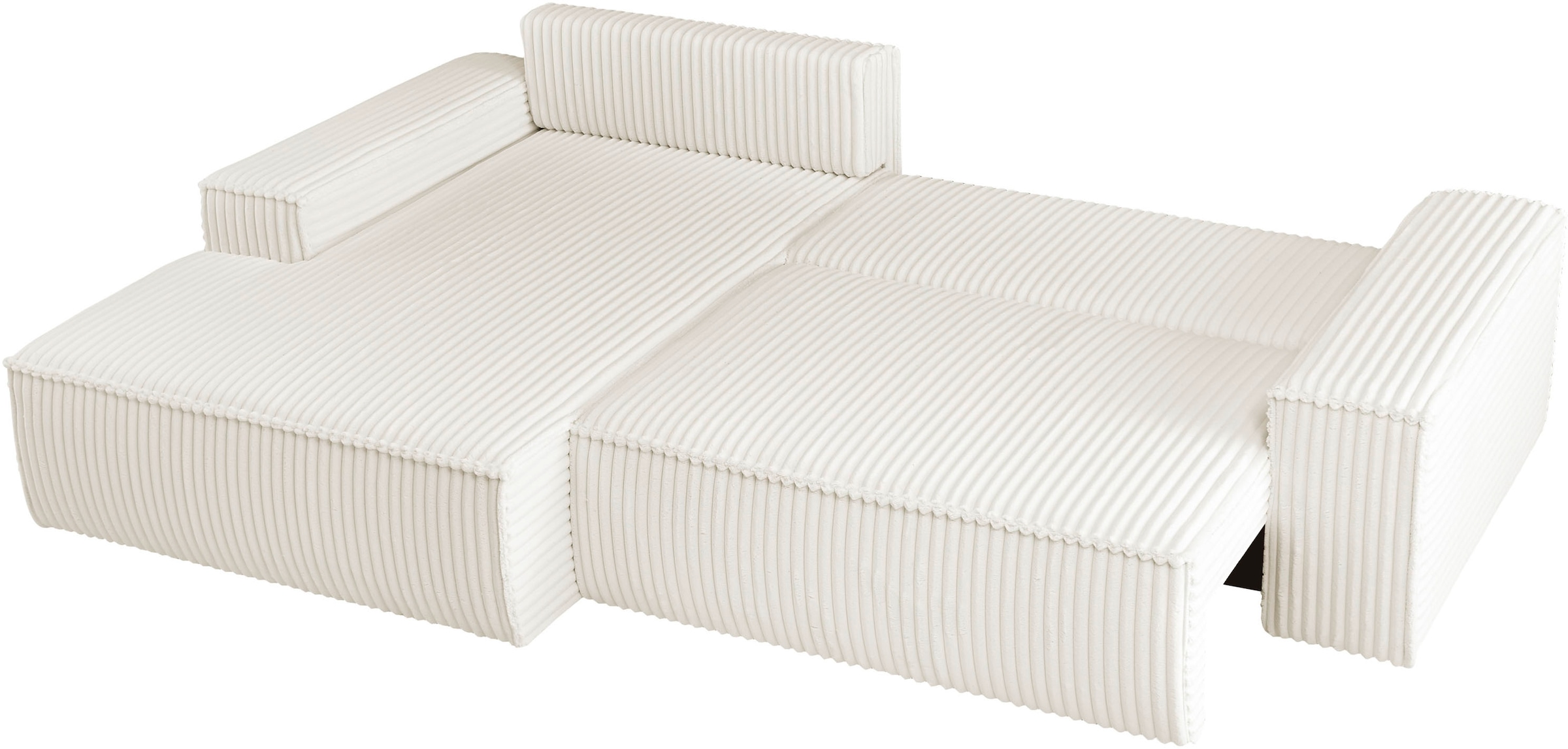 andas Ecksofa »Finnley Schlafsofa 267 cm in Bouclé, Struktur fein u. Cord, L-Form,«, Schlaffunktion m. Bettkasten (136/210 cm), Bouclé, Struktur und Cord