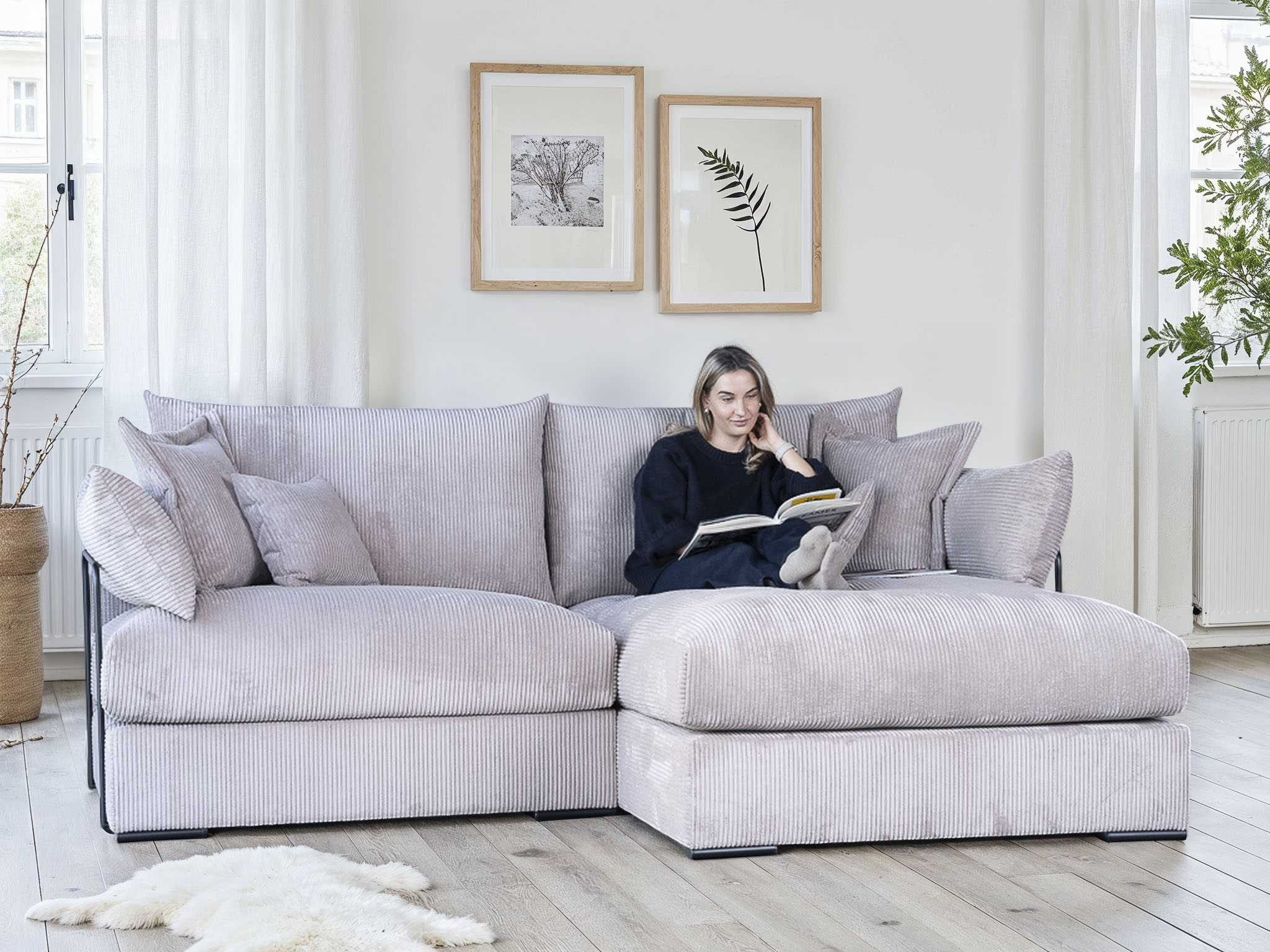 Home affaire "Casa XXL L-Form, B: 247 cm" 4 Zierkissen, Mega-Sofa, in Cord oder Chenille-Struktur, Federkern