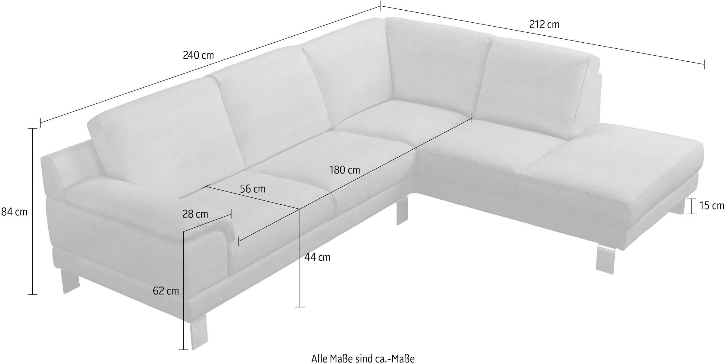 Egoitaliano Ecksofa »Shakira, Design und Sitzkomfort auf hohem Niveau, tolle Details«, mit Ottomane, L-Form, elegante Metallfüße