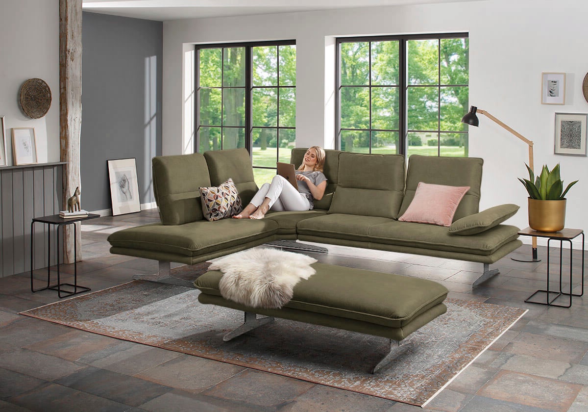 W.SCHILLIG Ecksofa "broadway, Designsofa, mit tollem Sitzkomfort, L-Form" Sitztiefenverstellung, Kopfteil- & Seitenteilverstellung, Breite 284cm