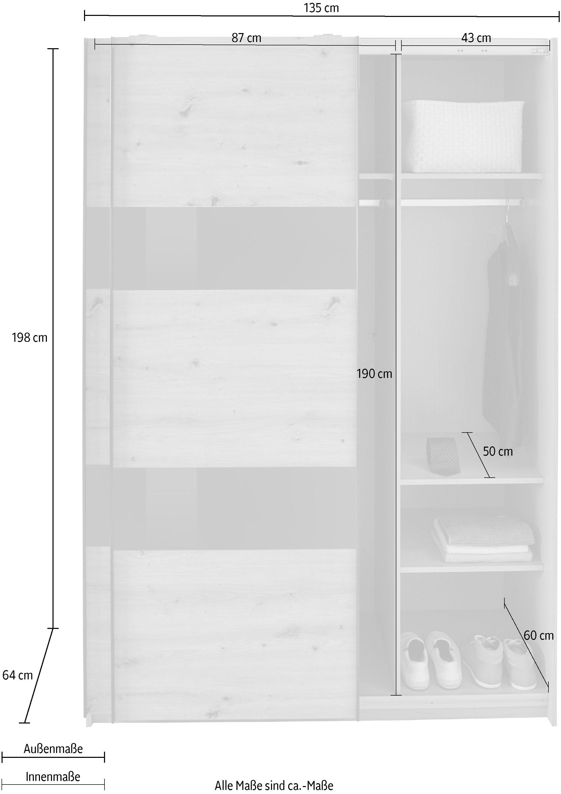 BAUR und bestellen Schwebetürenschrank | zusätzlichen »Altona«, mit Einlegeböden Glaselementen Wimex