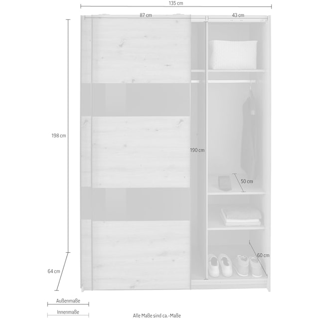 Wimex Schwebetürenschrank »Altona«, mit Glaselementen und zusätzlichen  Einlegeböden bestellen | BAUR