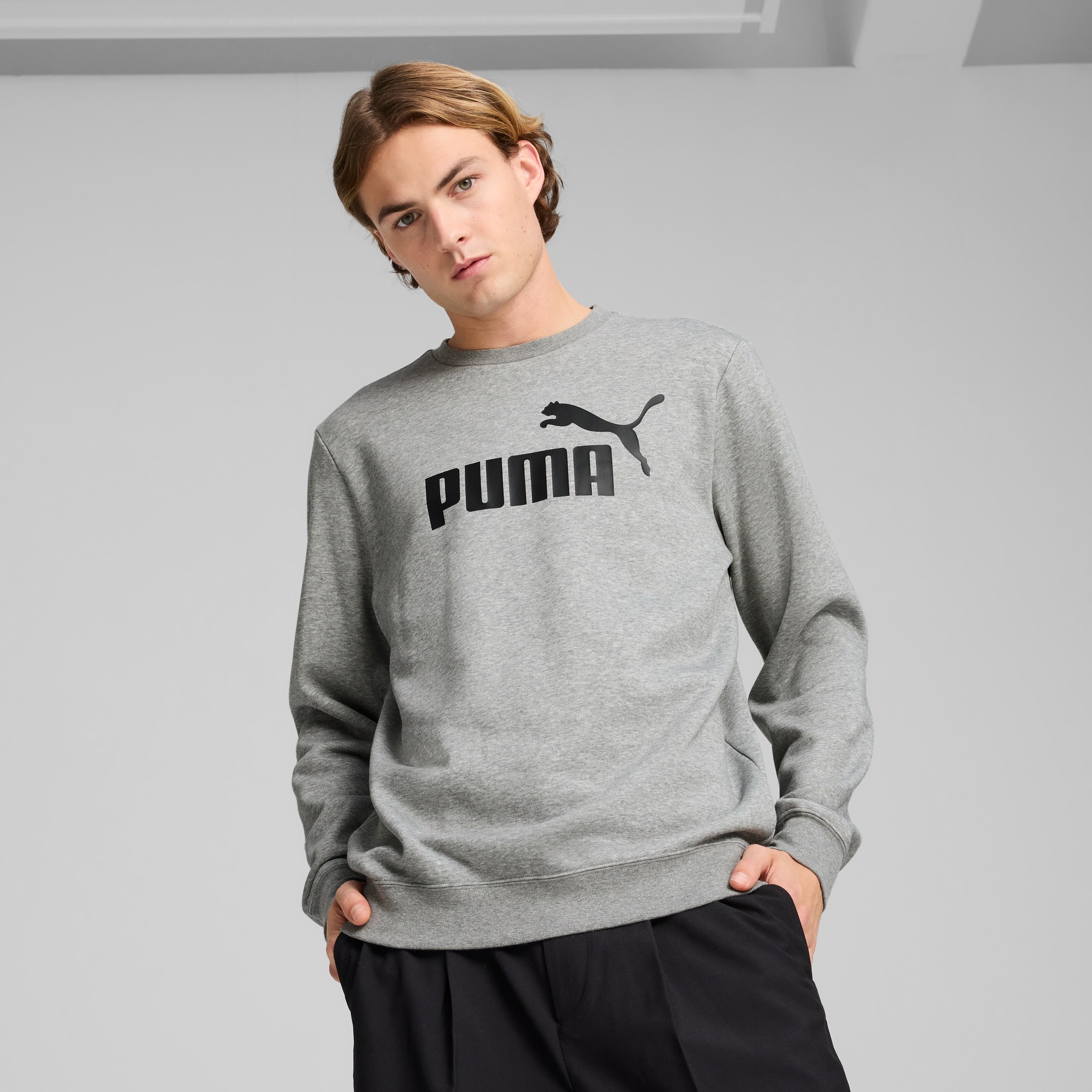PUMA Langarmshirt "ESS NO. 1 LOGO CREW FL" reguläre Passform, sportlicher S günstig online kaufen