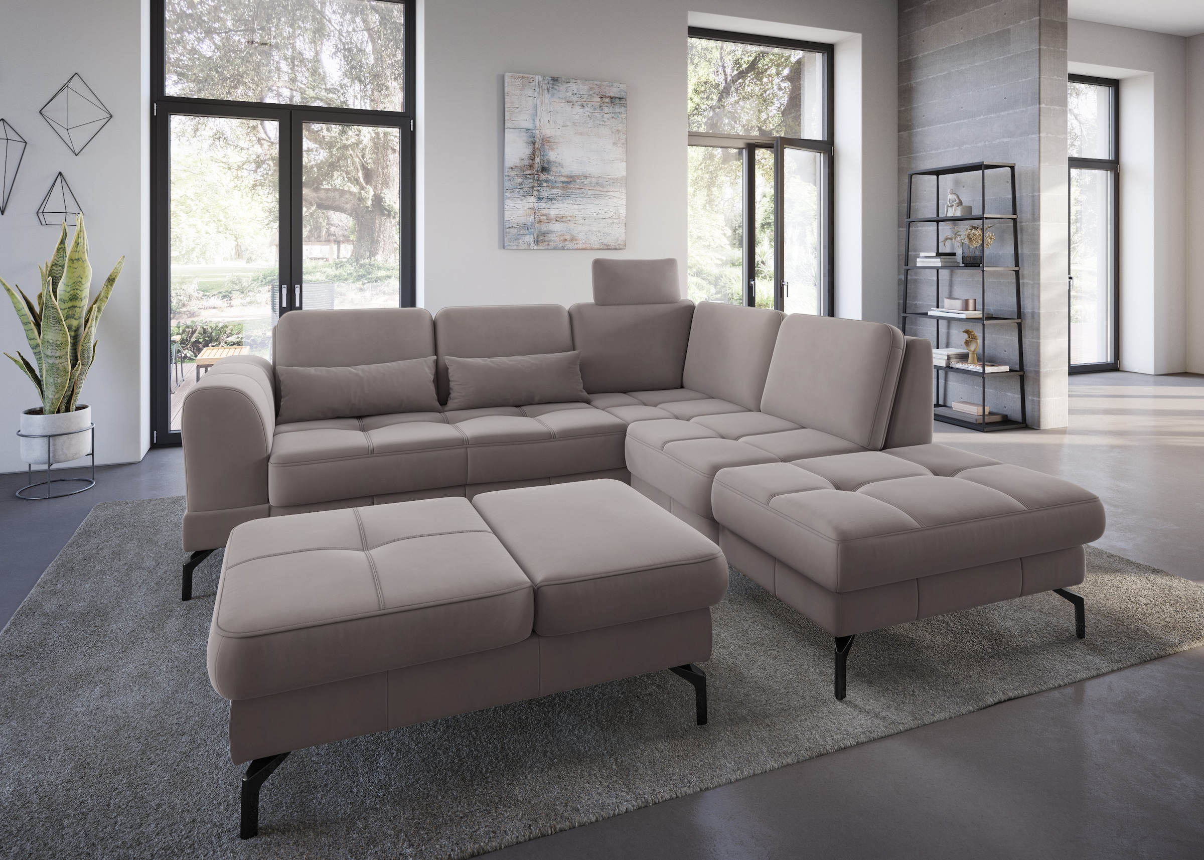 sit&more Ecksofa »Bendigo L-Form«, inklusive Sitztiefenverstellung, Bodenfreiheit 15 cm, in 2 Fußfarben
