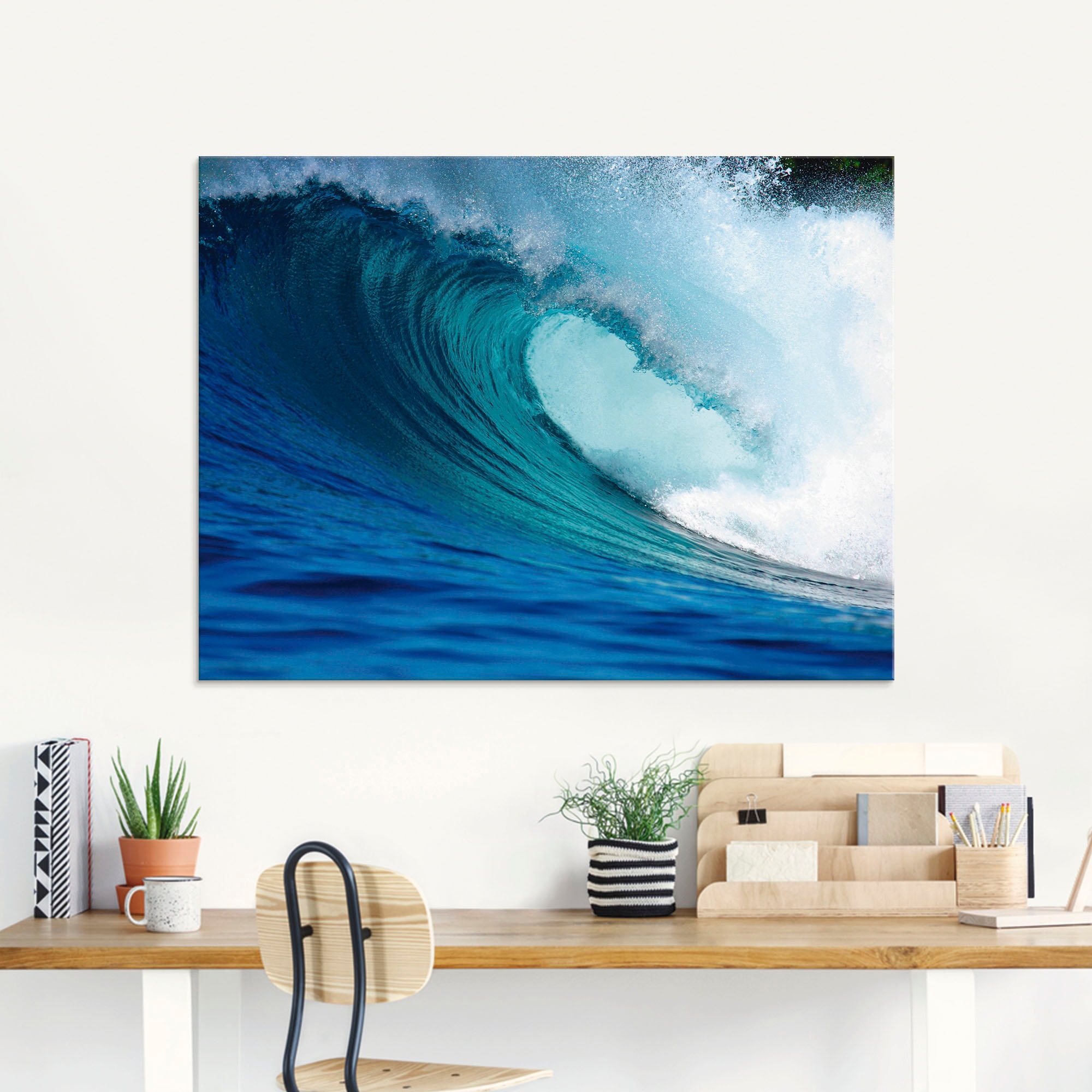 Artland Glasbild »Blaue Surfwelle«, Küste, (1 St.), in verschiedenen Größen