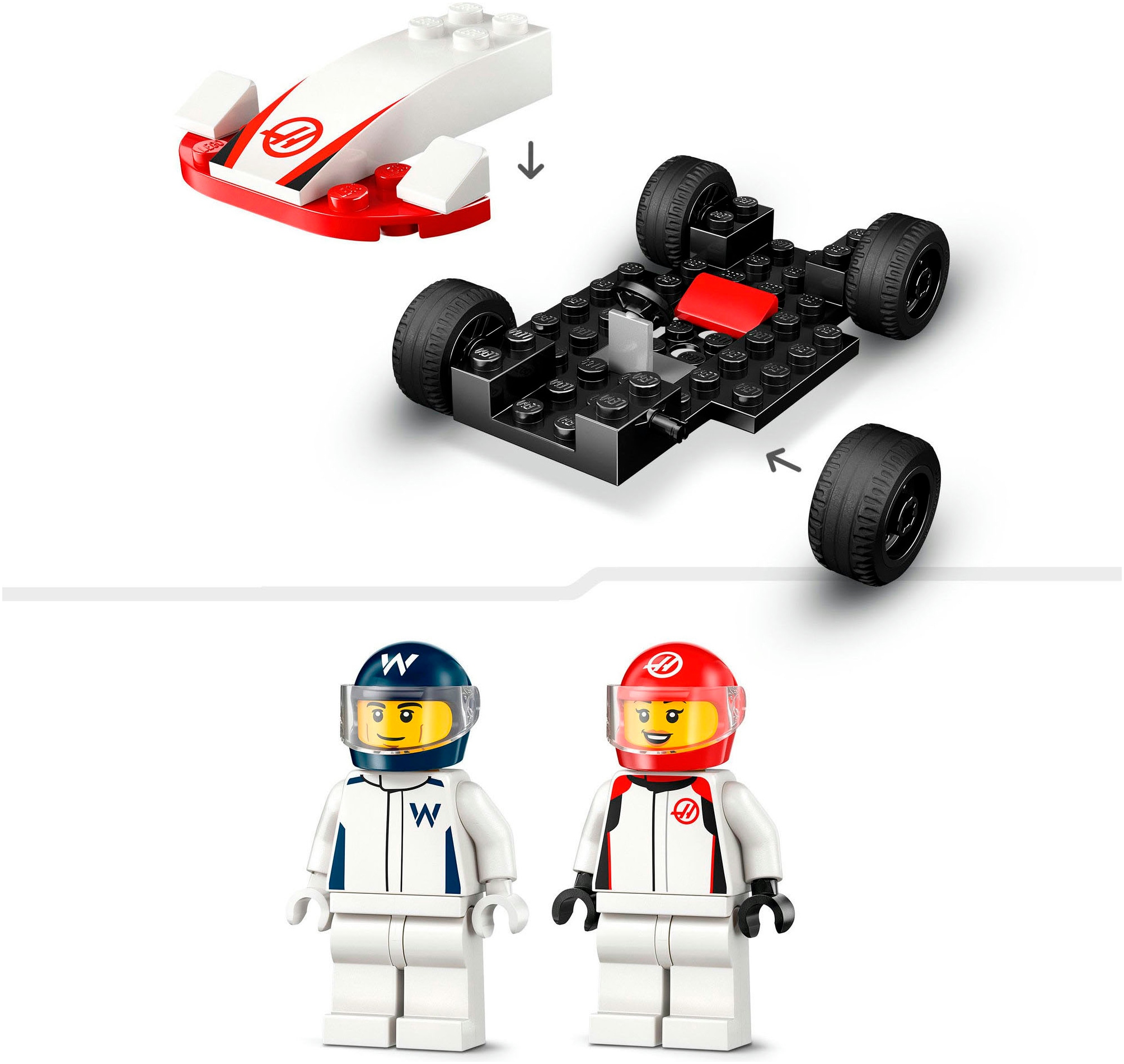 LEGO® Konstruktionsspielsteine »F1® Williams Racing und Haas F1® Rennautos (60464), LEGO City«, (92 St.), Made in Europe