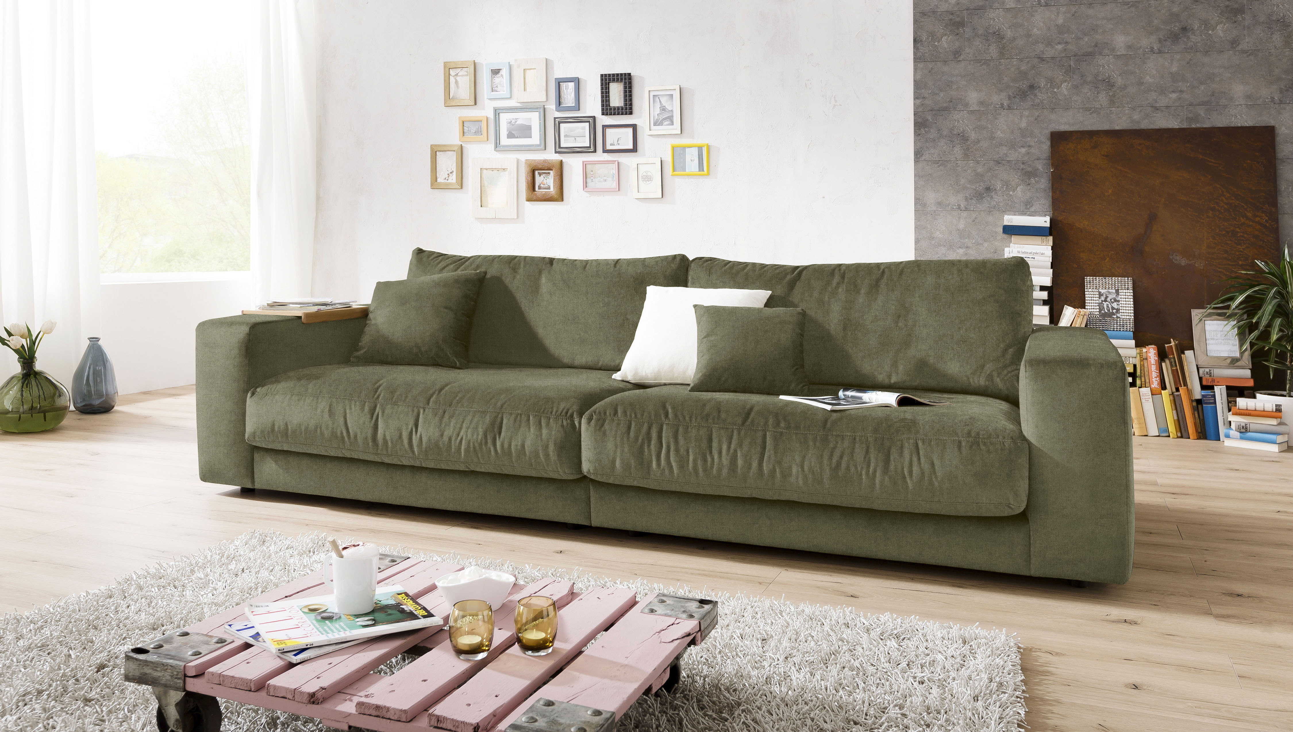 3C Candy Big-Sofa "Enisa II" incl. 1 Flatterkissen, Wahlweise mit Flecken-Schutz-Bezug Easy care
