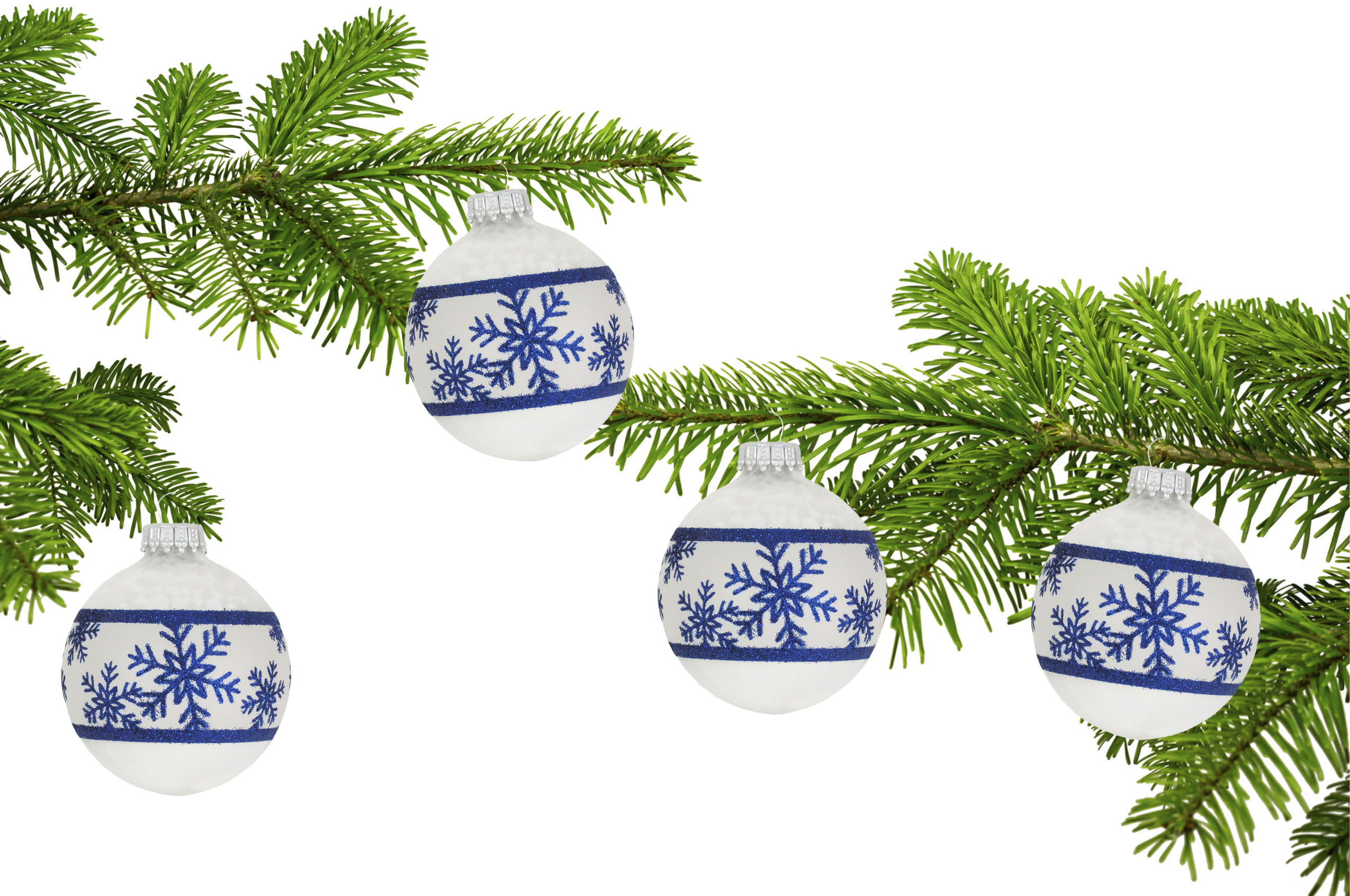 Thumbnail - Krebs Glas Lauscha Weihnachtsbaumkugel "Schneeflockenband" Weihnachtsdeko, Christbaumschmuck, Christbaumkugeln aus Glas