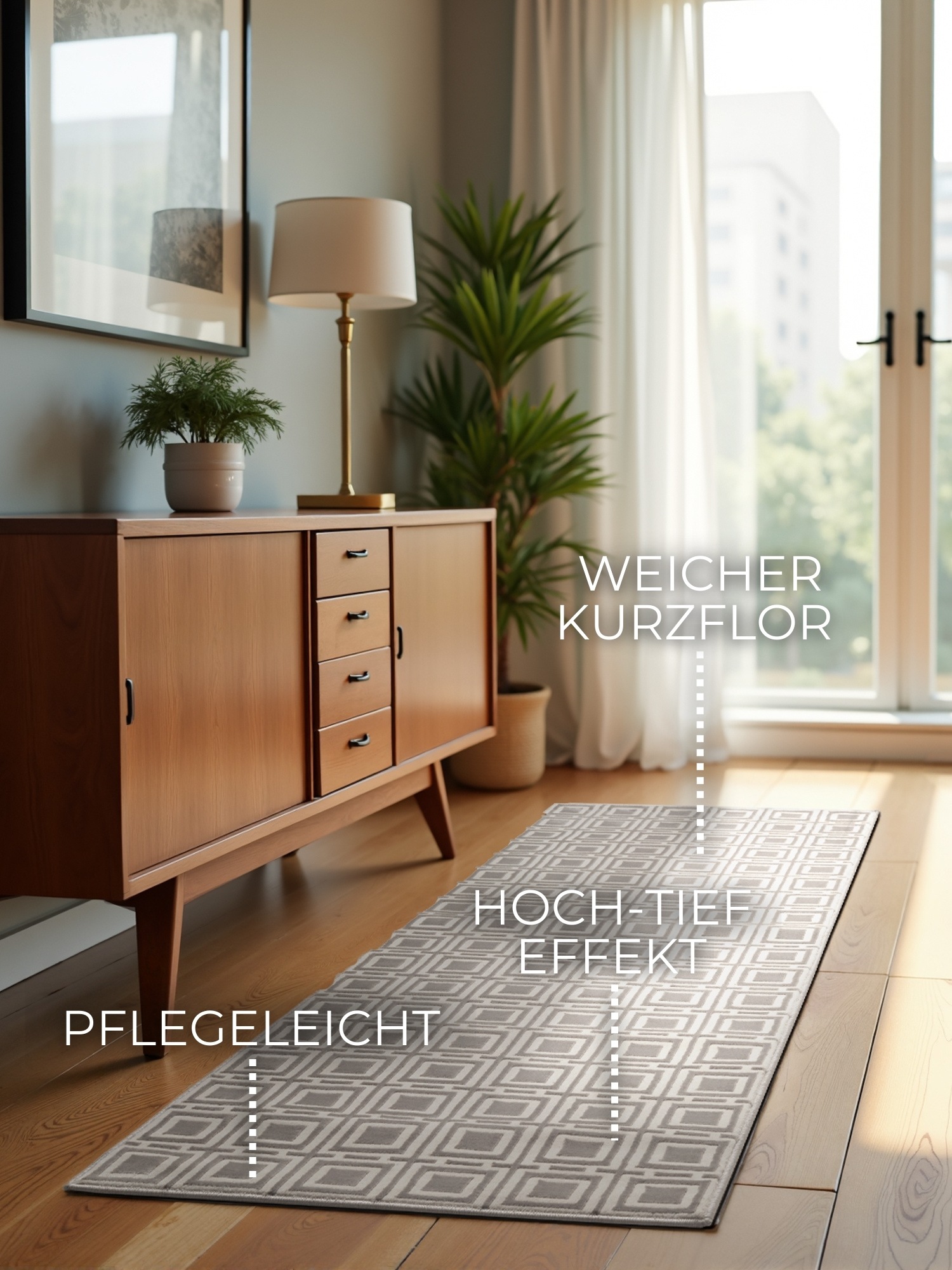 ELLE DECORATION Designteppich »Howlite«, rechteckig, 9 mm Höhe, Wohnzimmer, Schlafzimmer, Läufer, Hoch-Tief Effekt, Flur, Glanz