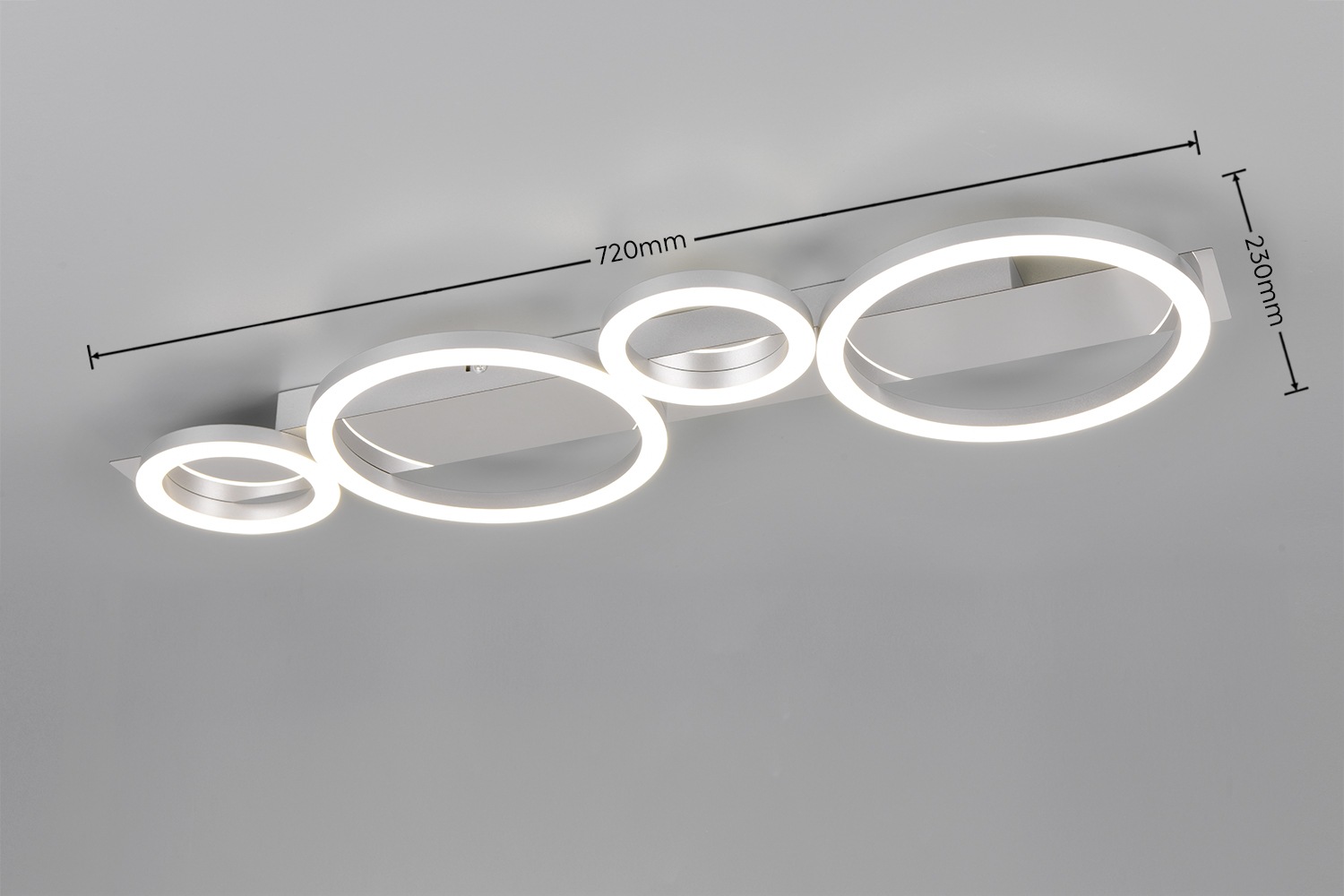 REALITY Leuchten LED Deckenleuchte »LUMOS, Deckenlampe mit LED Ringen, 26,5W 3300 Lumen 4000K kaltweiß«, 1 flammig, Leuchtmittel LED-Board | LED fest integriert, als Wandlampe oder Deckenlampe montierbar, B/H/T: 72 x 23 x 5,5 cm