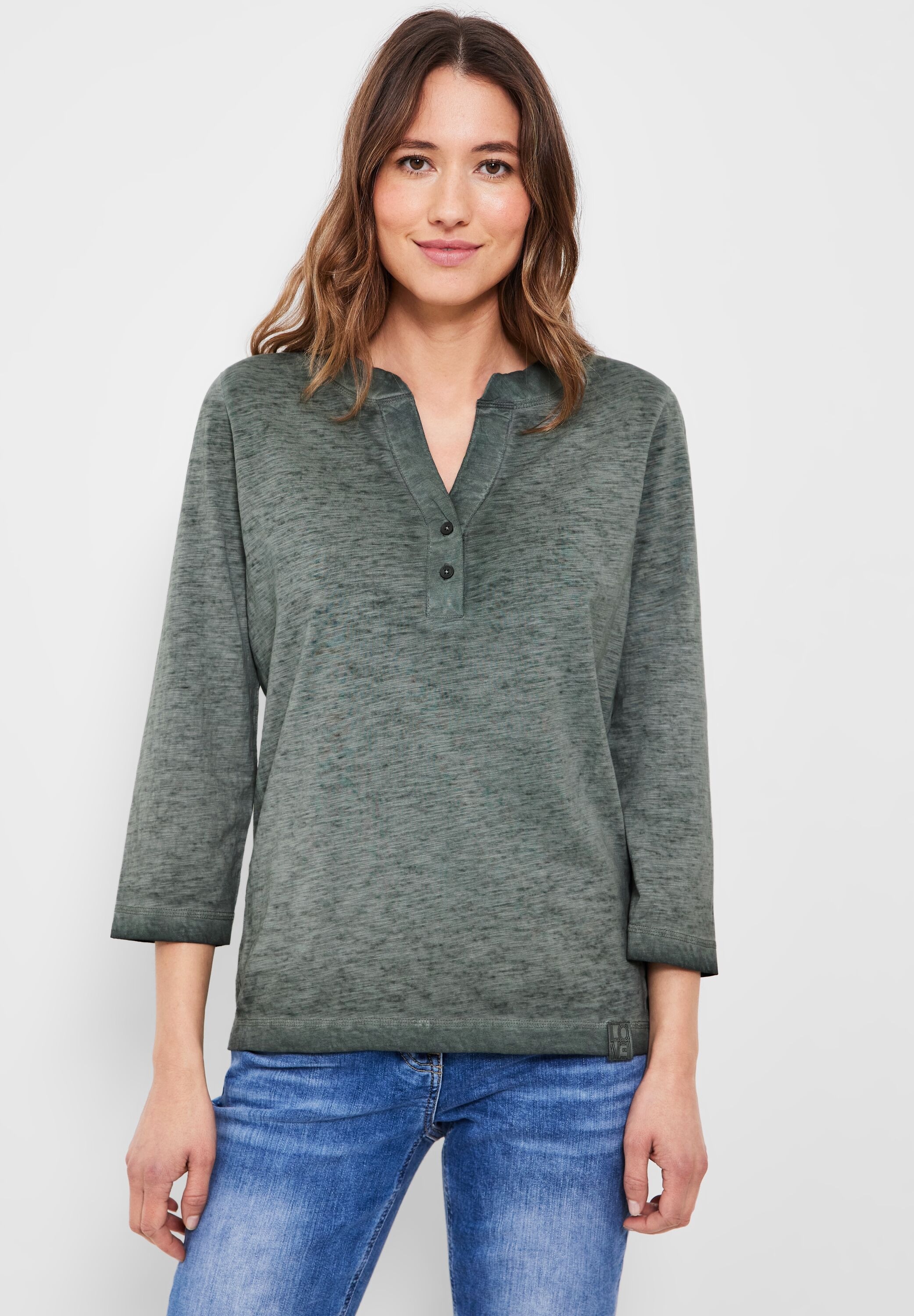 Cecil 3/4-Arm-Shirt mit dekorativer Knopfleiste