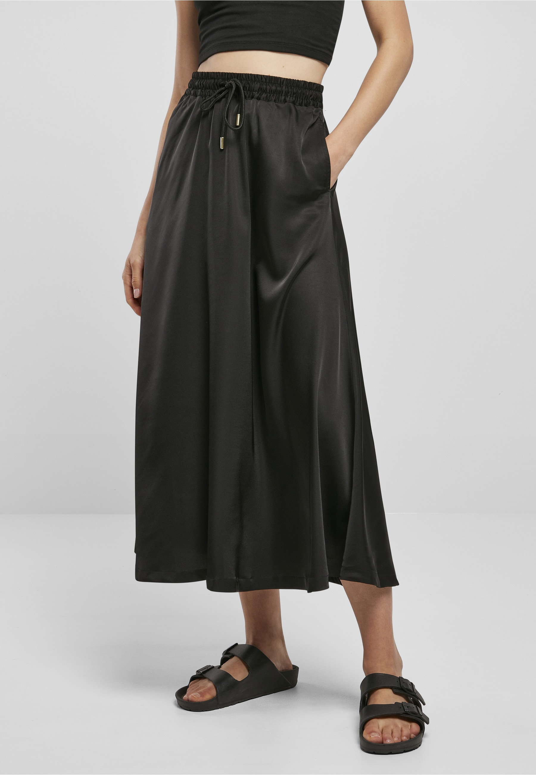 URBAN CLASSICS Sommerrock »Urban Classics Damen Ladies Satin Midi Skirt« 1 Stk.