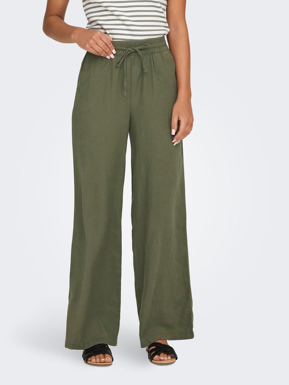 JDY Leinenhose »JDYSAY LINEN HW WIDE PANT WVN NOOS«